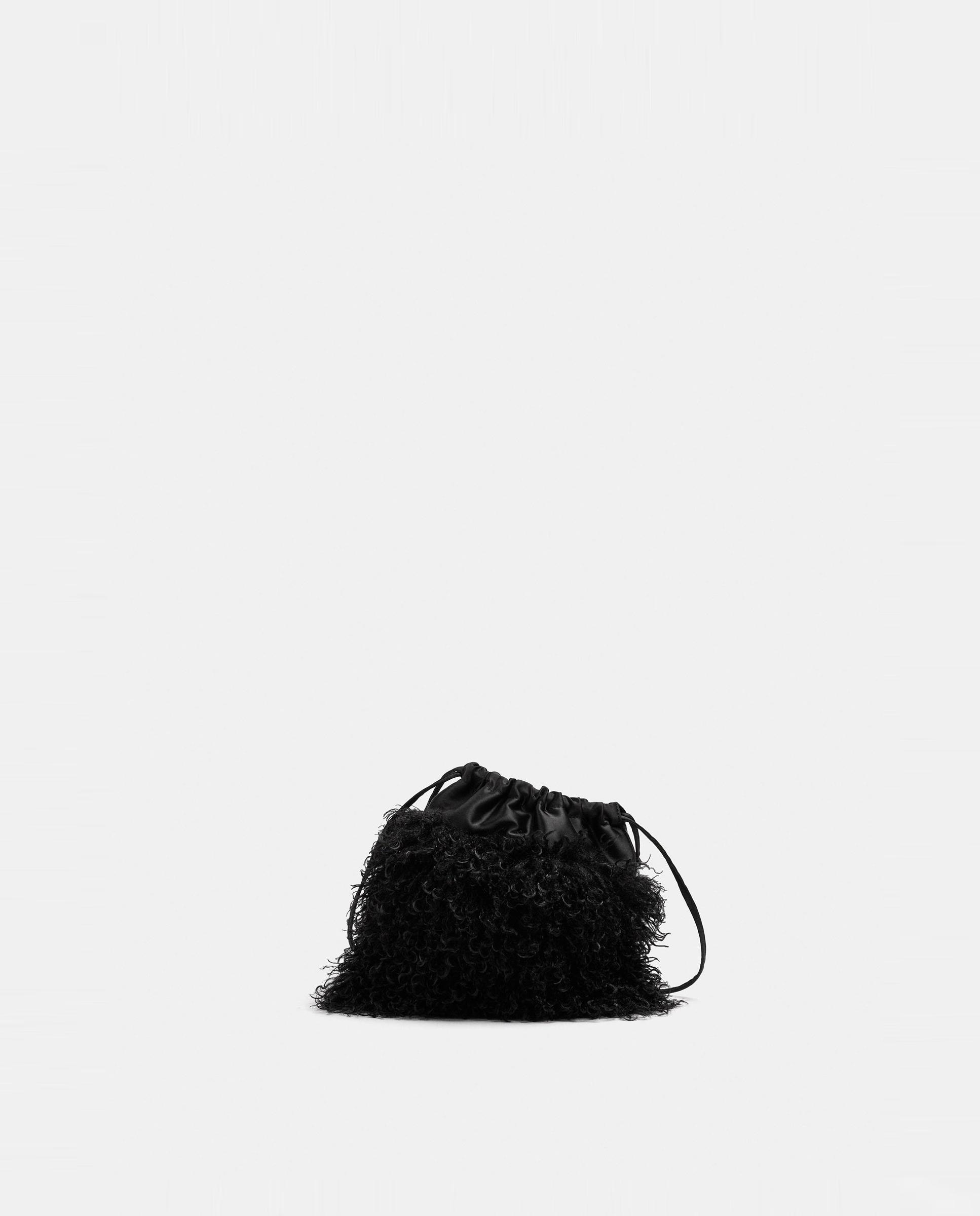 Bolso de fiesta multiposición con pelito exterior y cierre imantado - Parfois - Negro Negro-1