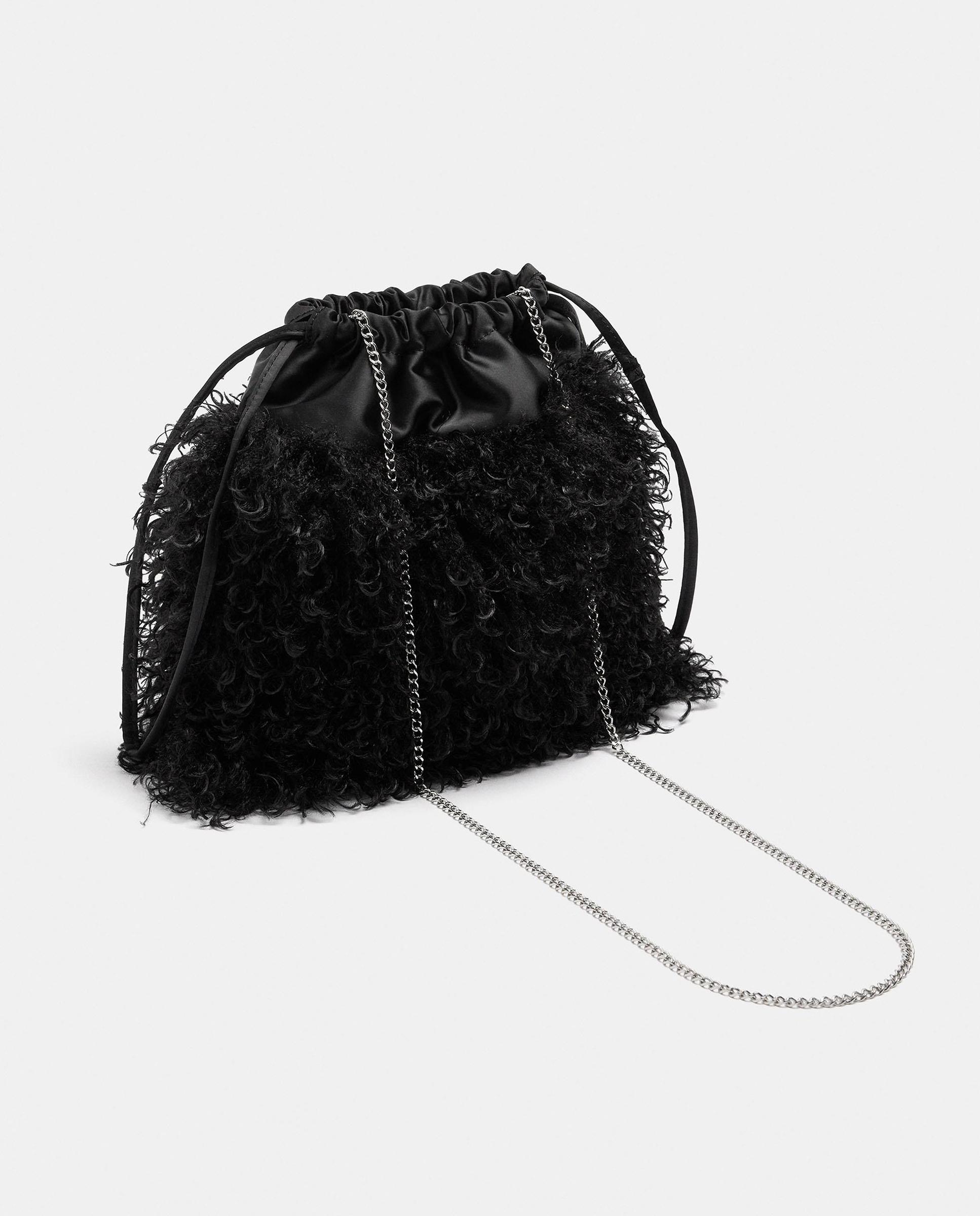 Bolso de fiesta multiposición con pelito exterior y cierre imantado - Parfois - Negro Negro-4