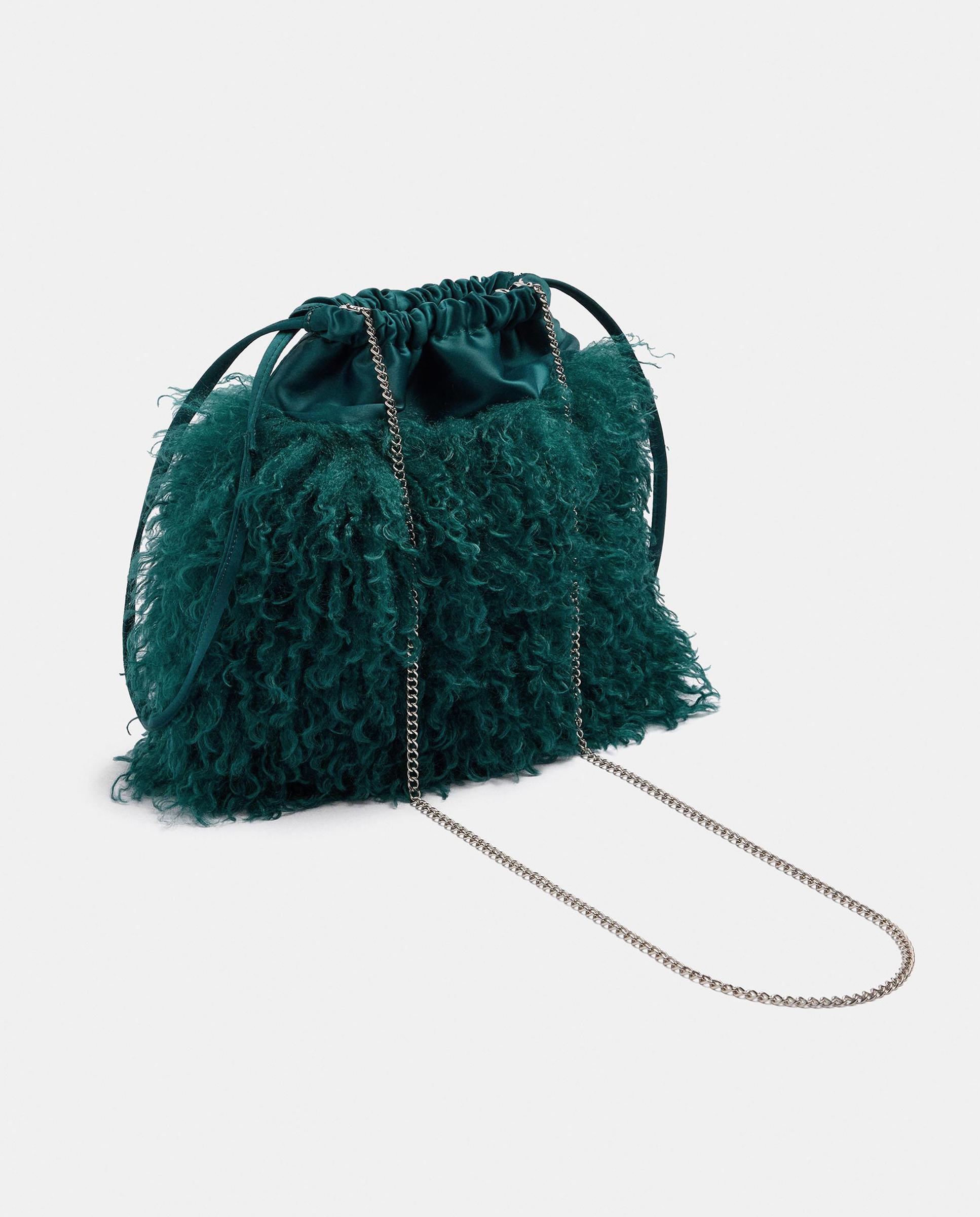 Bolso de fiesta multiposición con pelito exterior y cierre imantado - Parfois - Azul Azul-4