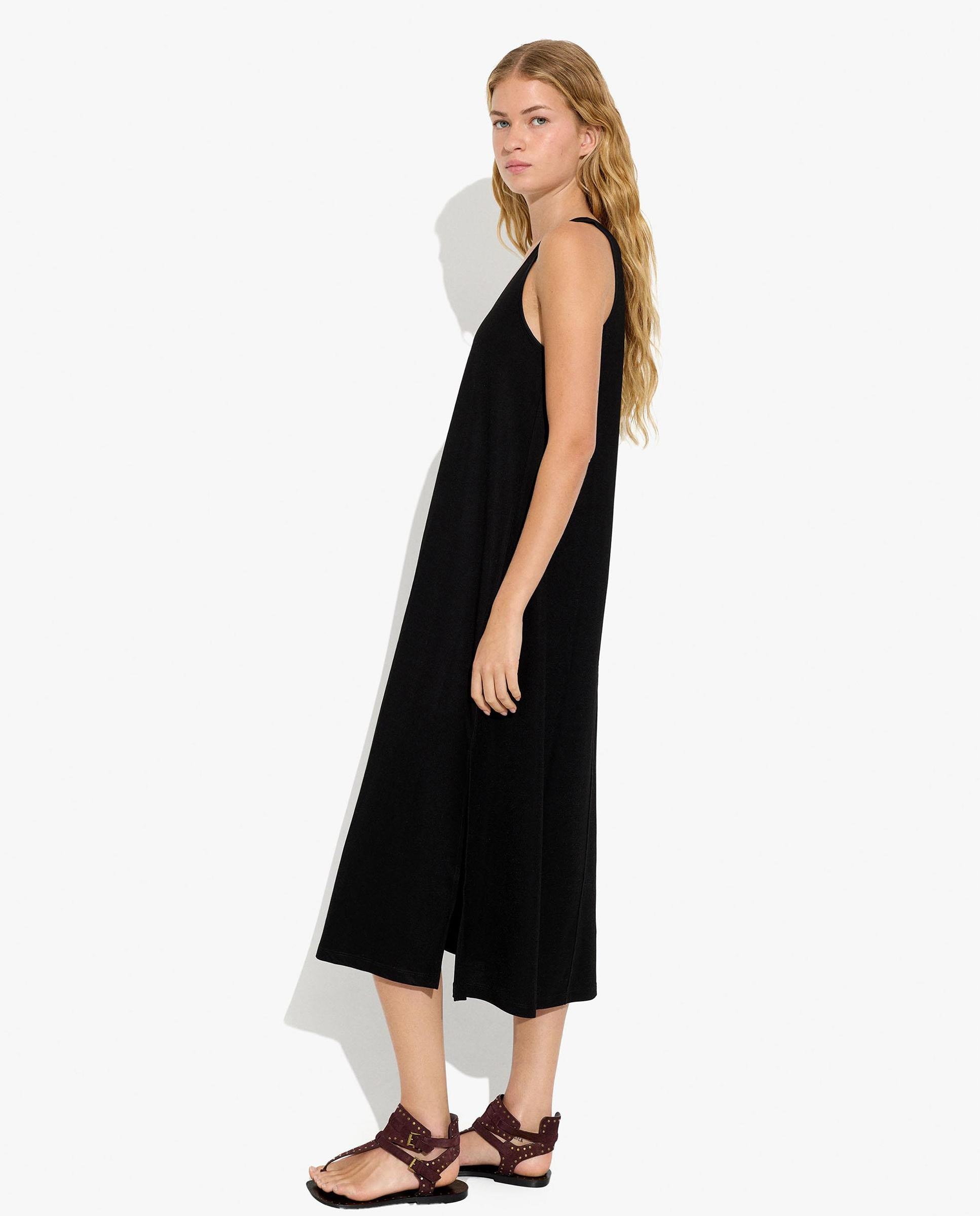 Vestido midi fluido en liso - Parfois - Negro Negro-2