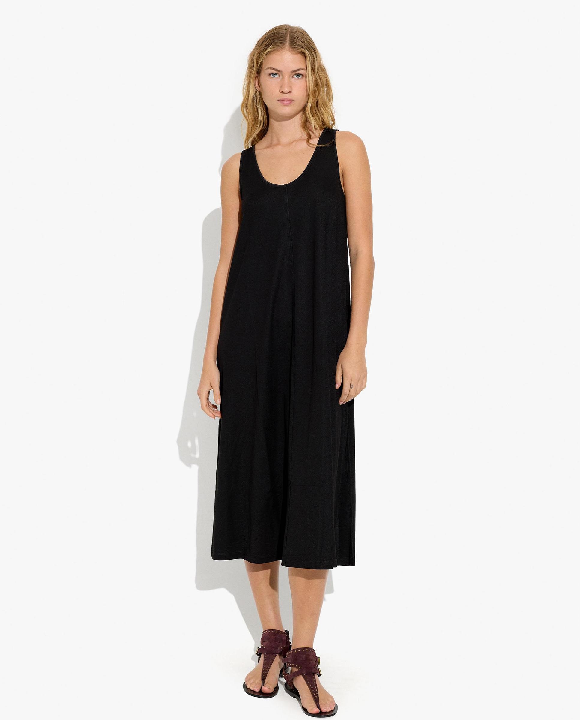Vestido midi fluido en liso - Parfois - Negro Negro-4