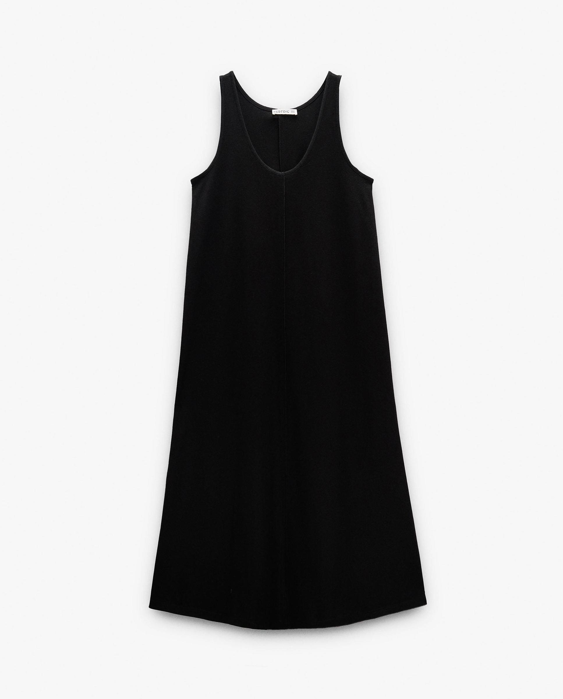 Vestido midi fluido en liso - Parfois - Negro Negro-6
