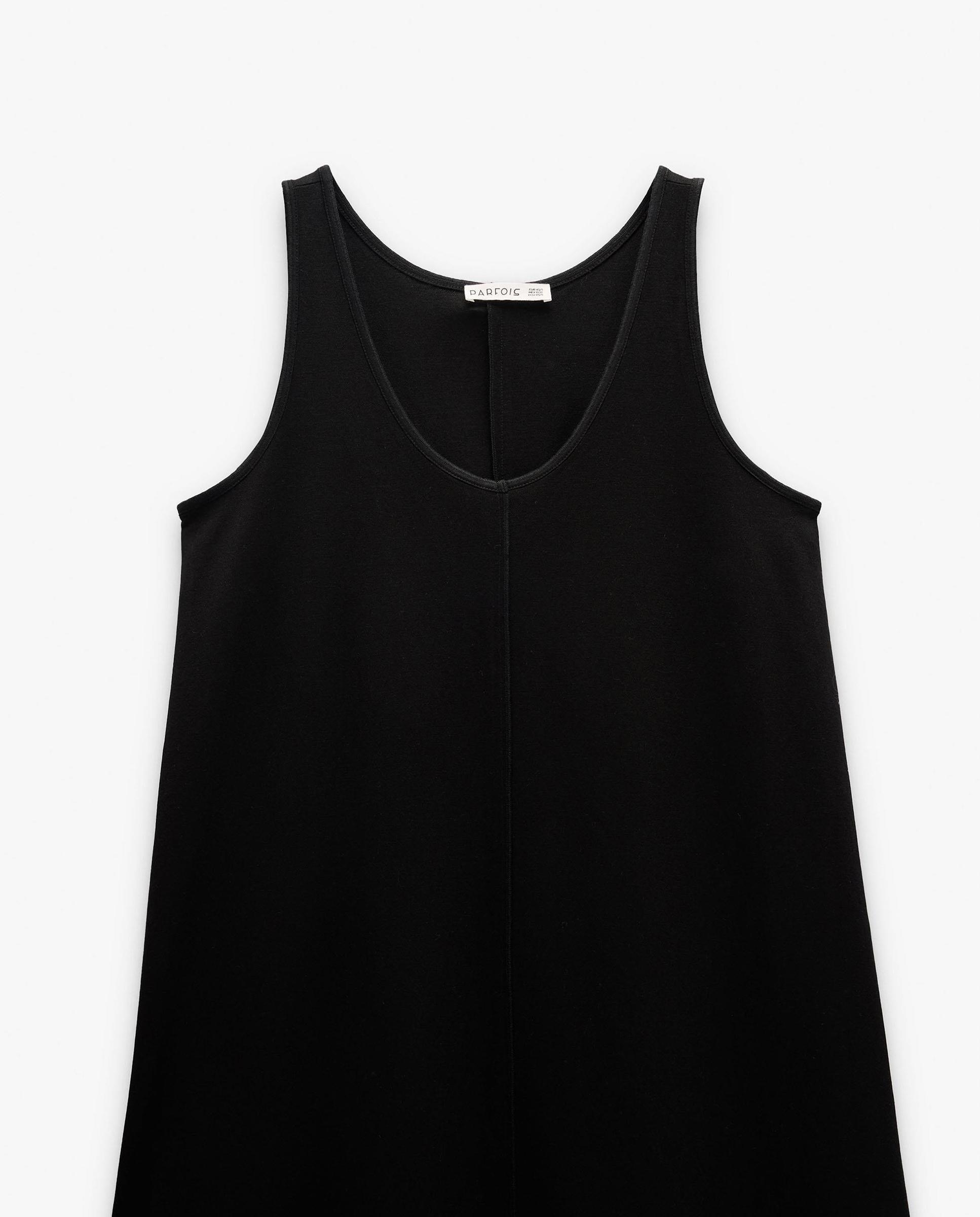 Vestido midi fluido en liso - Parfois - Negro Negro-5