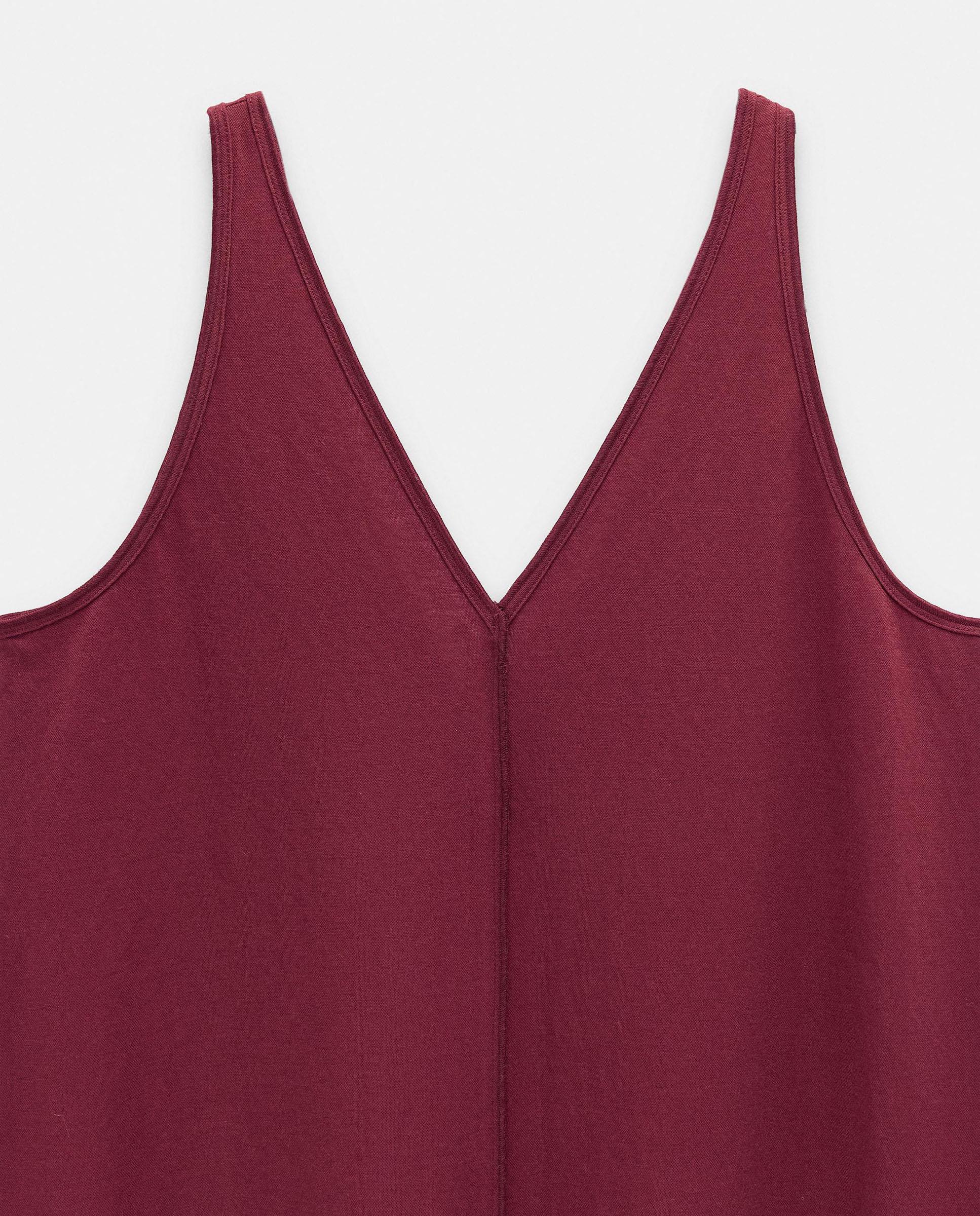 Vestido midi sin mangas en liso - Parfois - Burdeos Burdeos-5
