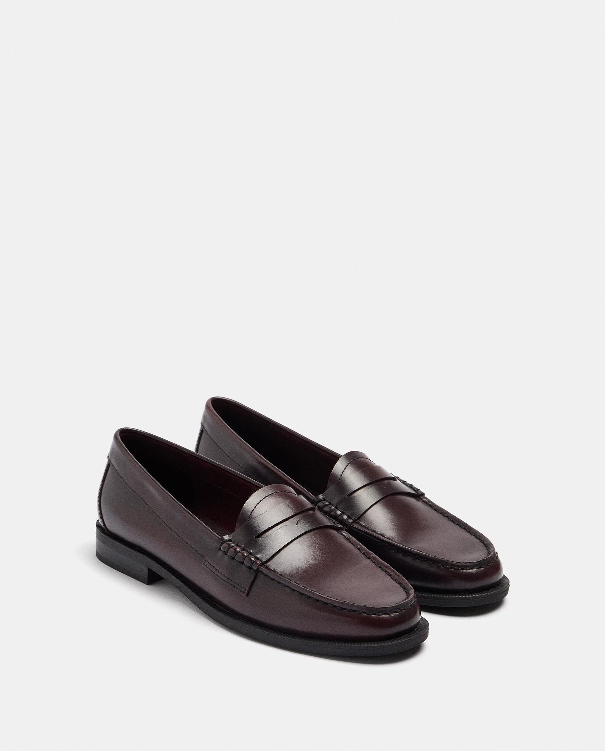 Mocasines planos de mujer 100% piel en liso - Parfois - Burdeos Burdeos-2