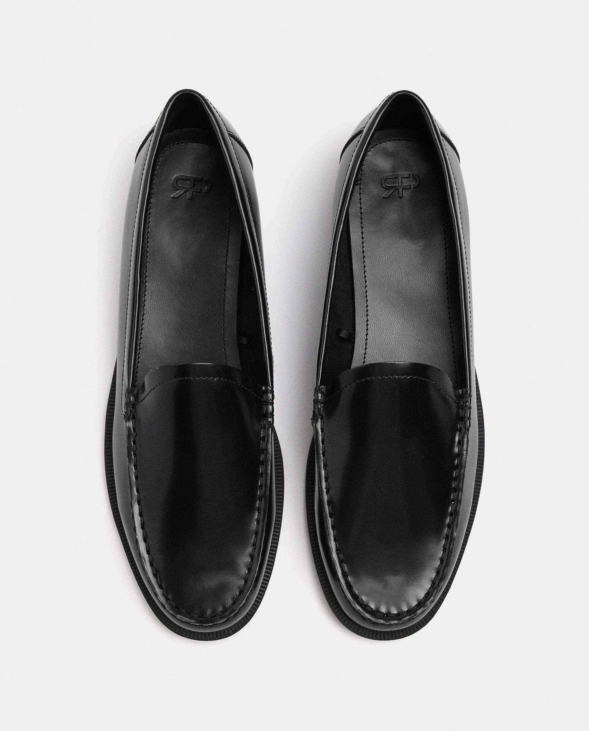Imagen 3 de Mocasines planos de mujer 100% piel con pespuntes en liso - Parfois - Negro Negro