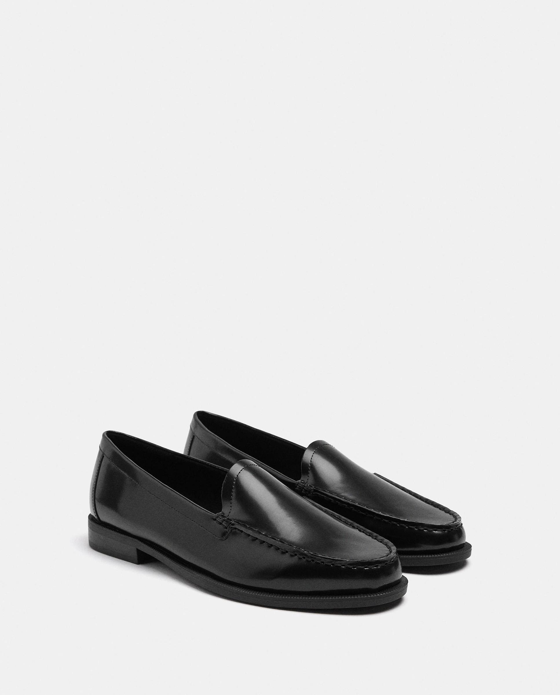Imagen 2 de Mocasines planos de mujer 100% piel con pespuntes en liso - Parfois - Negro Negro