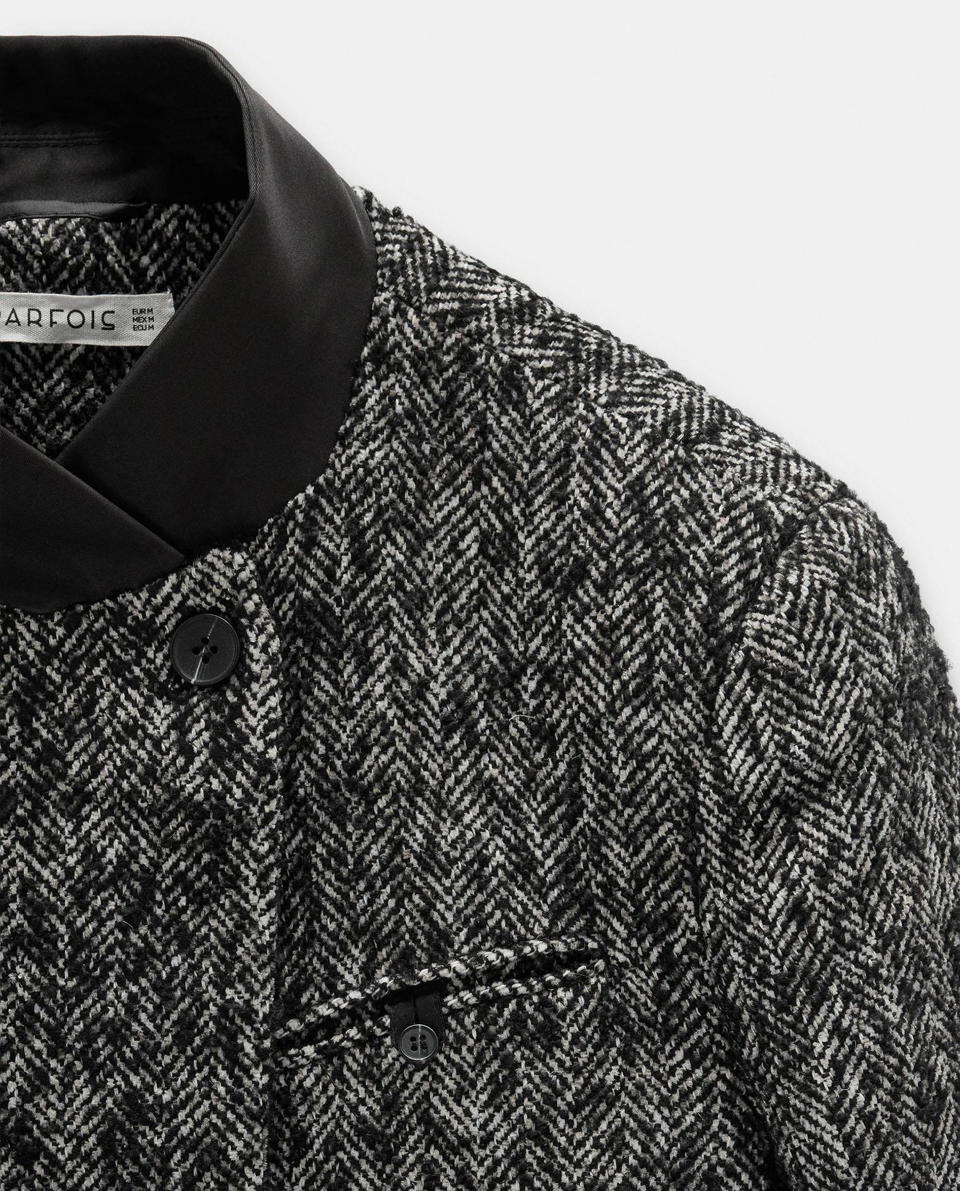 Abrigo de paño de mujer largo con estampados - Parfois - Negro Negro-7