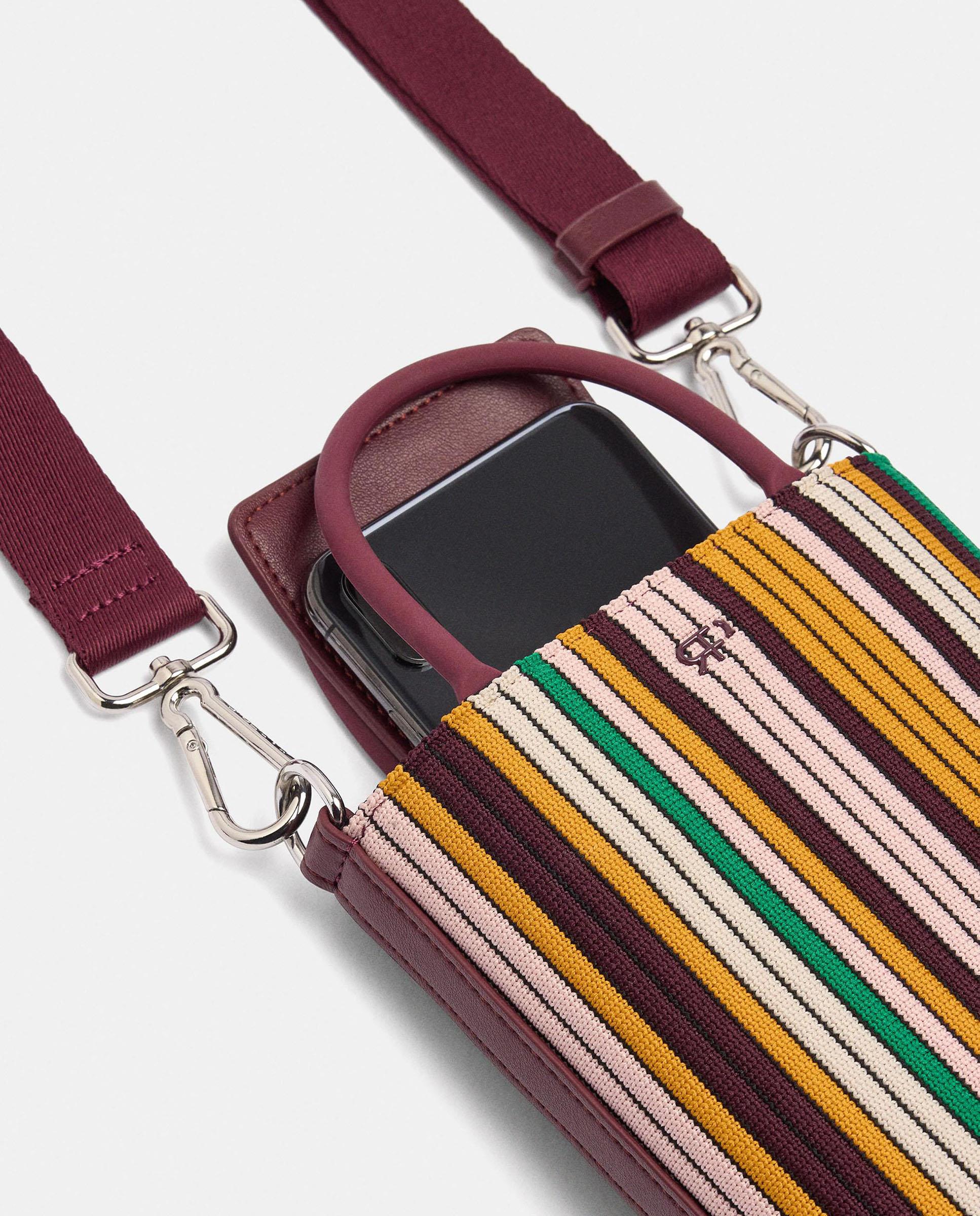 Bolso para móvil convertible a bandolera con cierre imantado y estampado de rayas - Parfois - Multicolor Multicolor-3