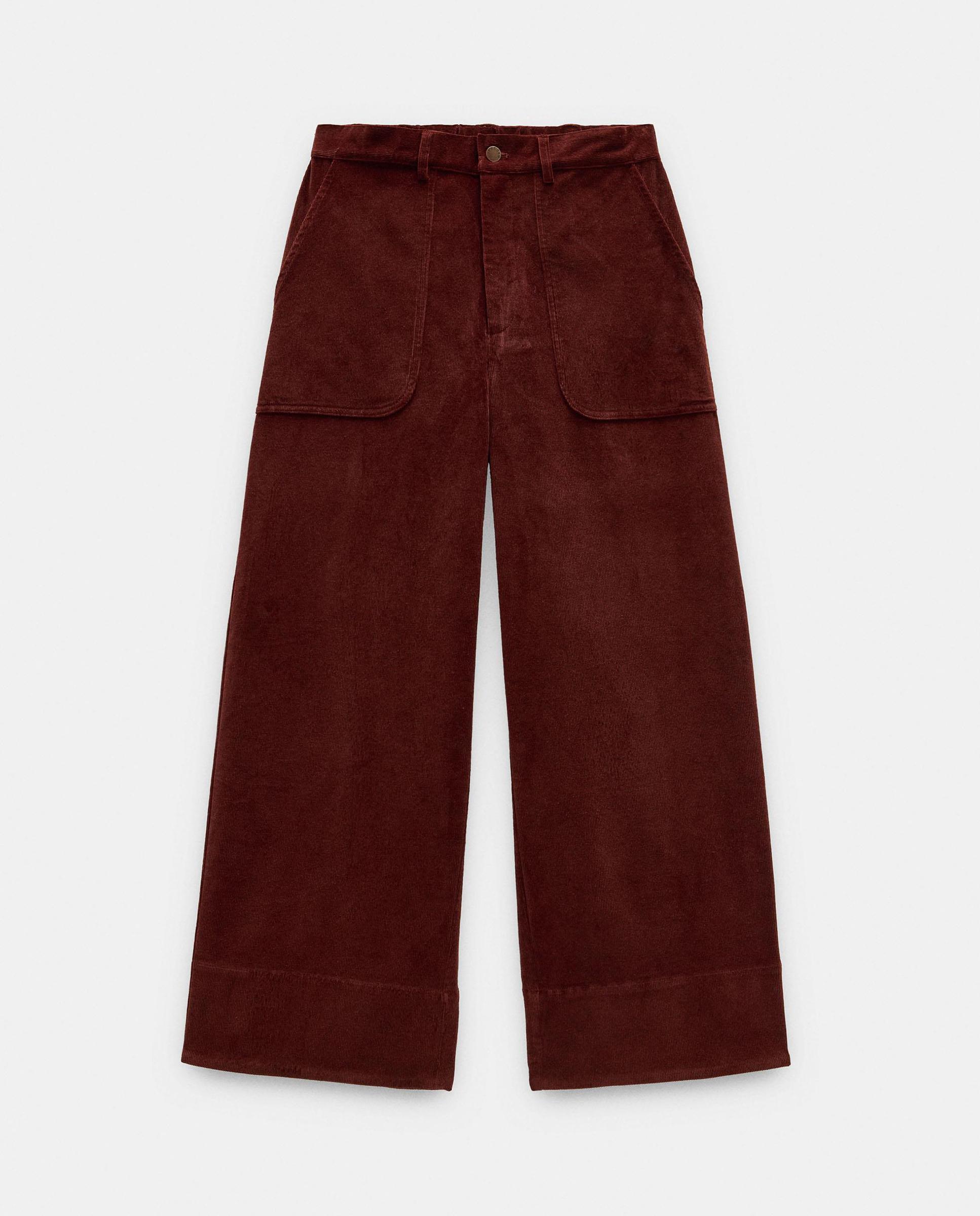 Pantalones rectos de mujer con cierre de botón en liso - Parfois - Burdeos Burdeos-7