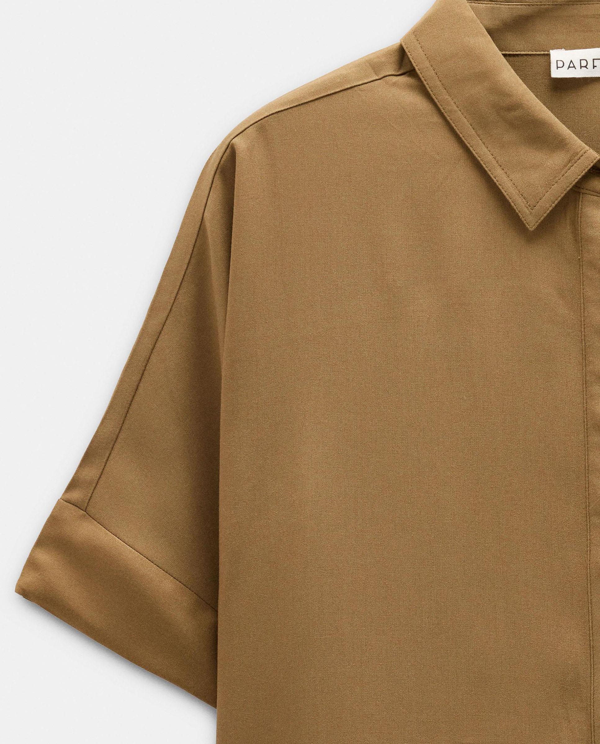 Camisa de mujer 100% viscosa de manga corta en liso - Parfois - Kaki Kaki-6
