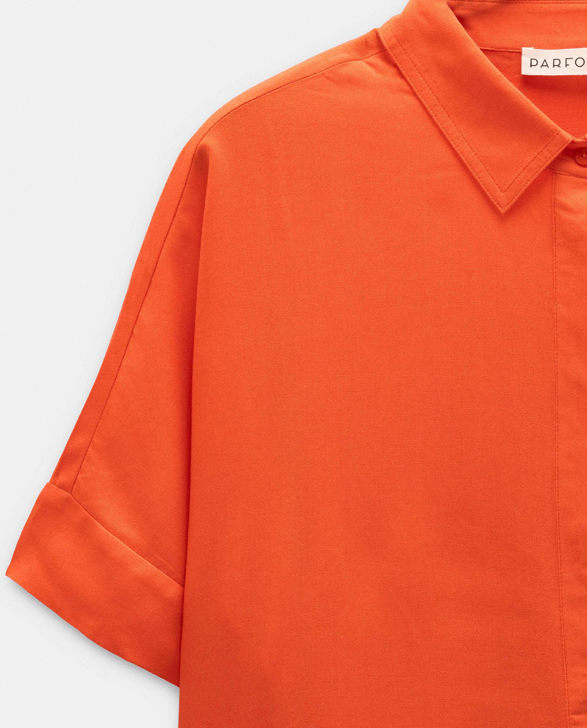 Camisa de mujer 100% viscosa de manga corta en liso - Parfois - Naranja Naranja-5
