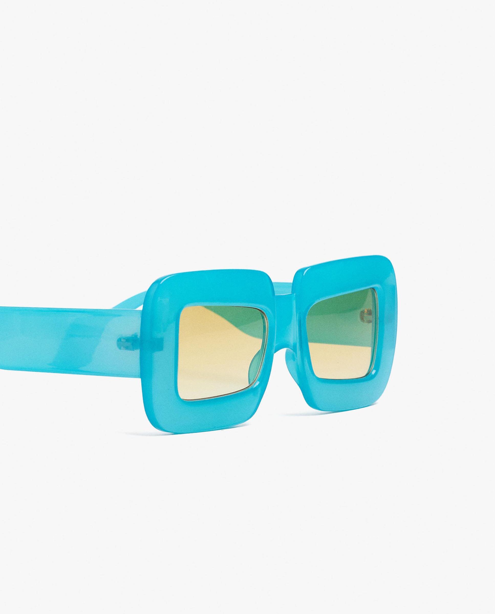 Gafas de sol de mujer con protección uv y forma rectangular en liso - Parfois - Azul Azul-3