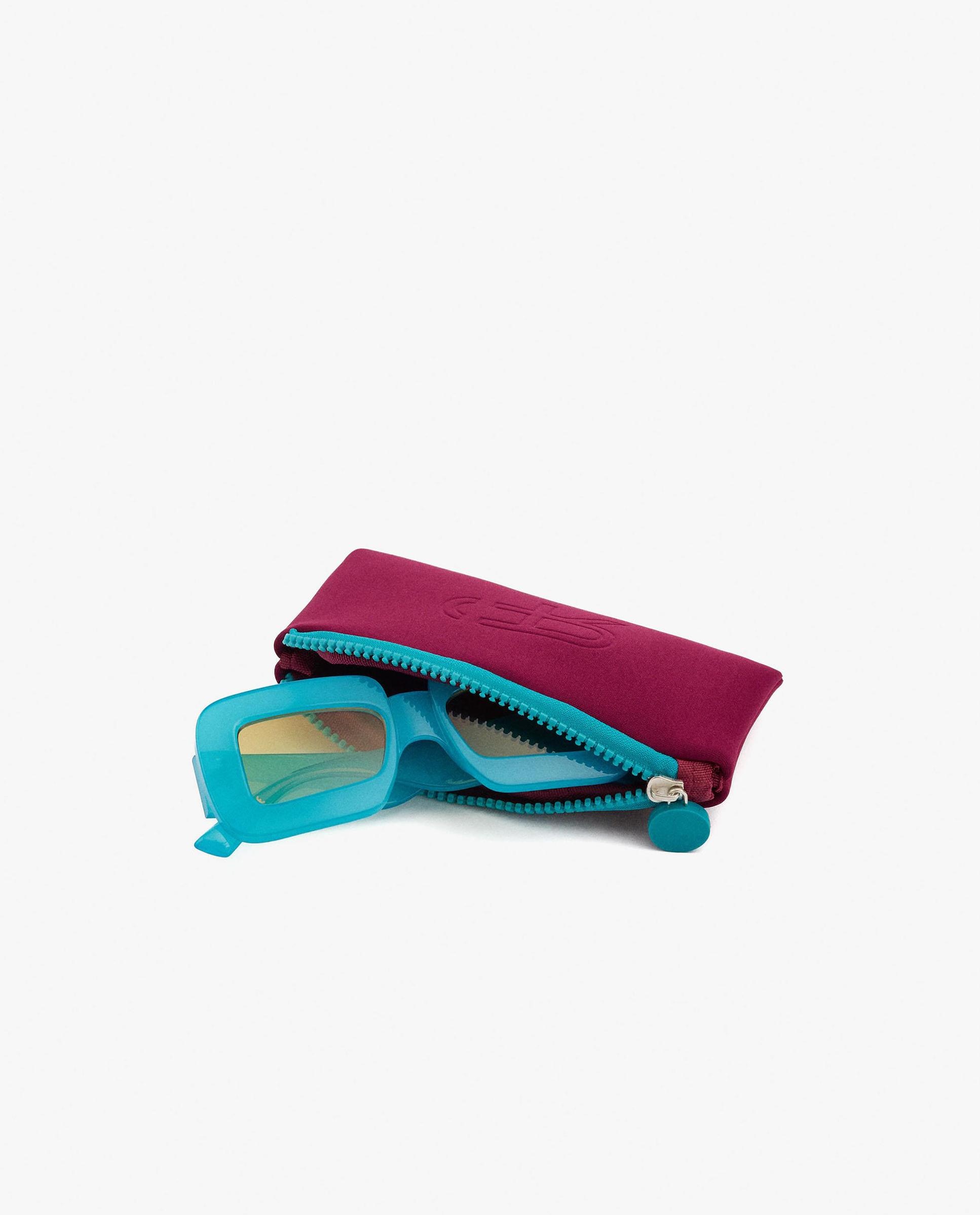 Gafas de sol de mujer con protección uv y forma rectangular en liso - Parfois - Azul Azul-4