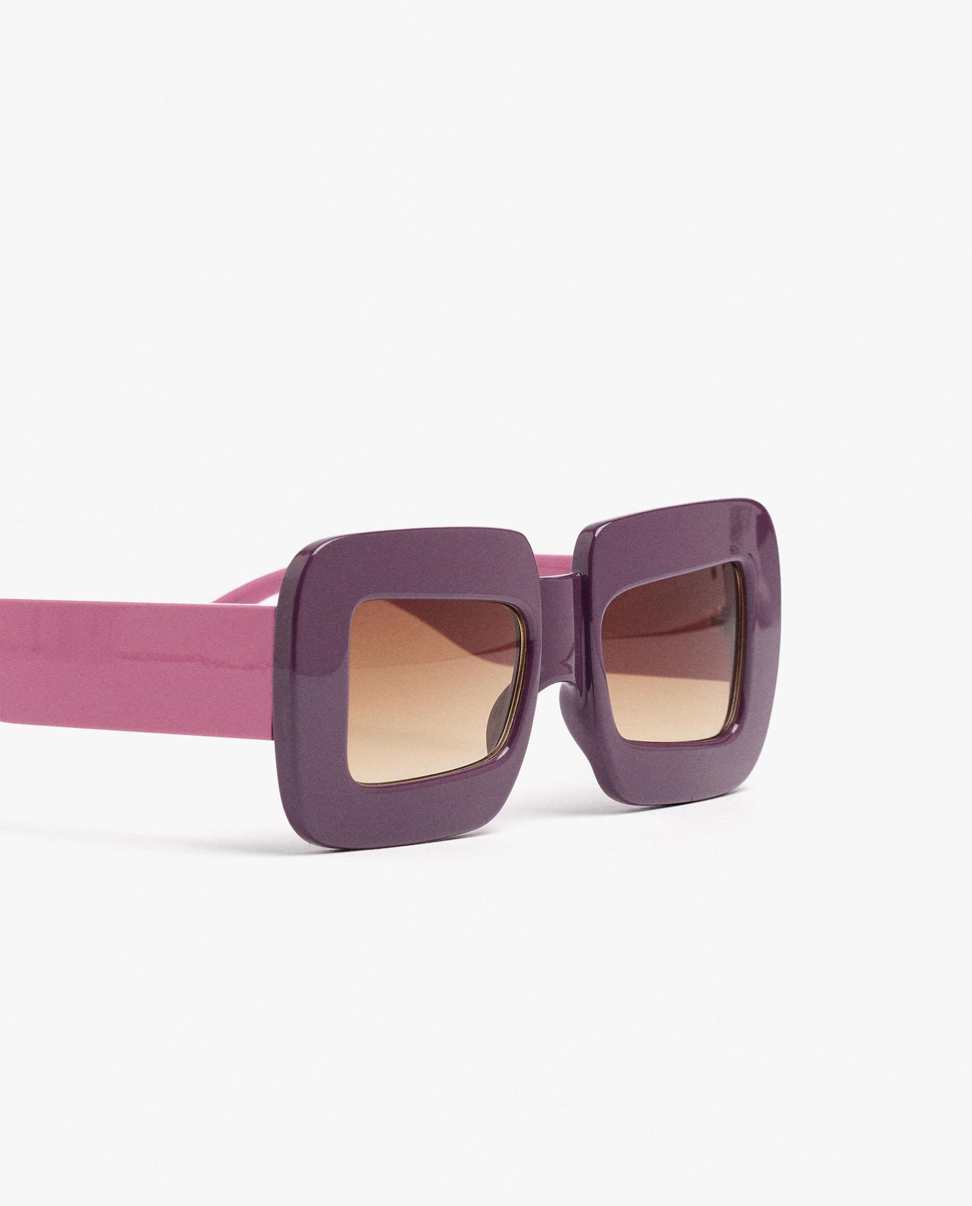 Gafas de sol de mujer con protección uv y forma rectangular en liso - Parfois - Morado Morado-3