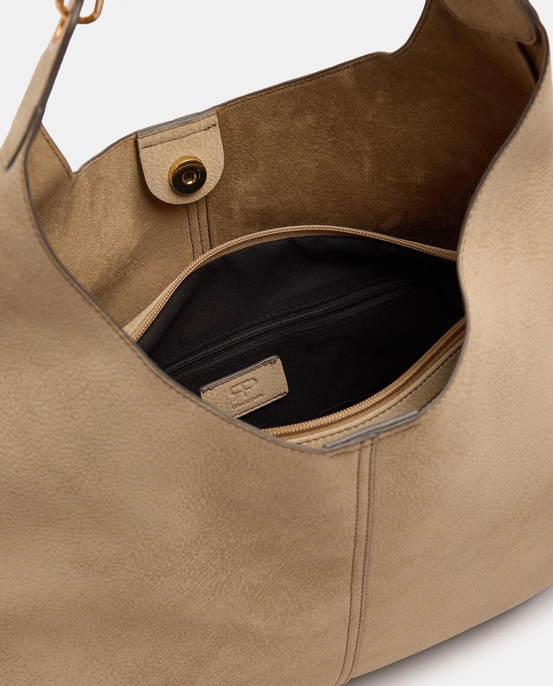 Bolso de hombro grande con cierre imantado en liso - Parfois - Beige Beige-4