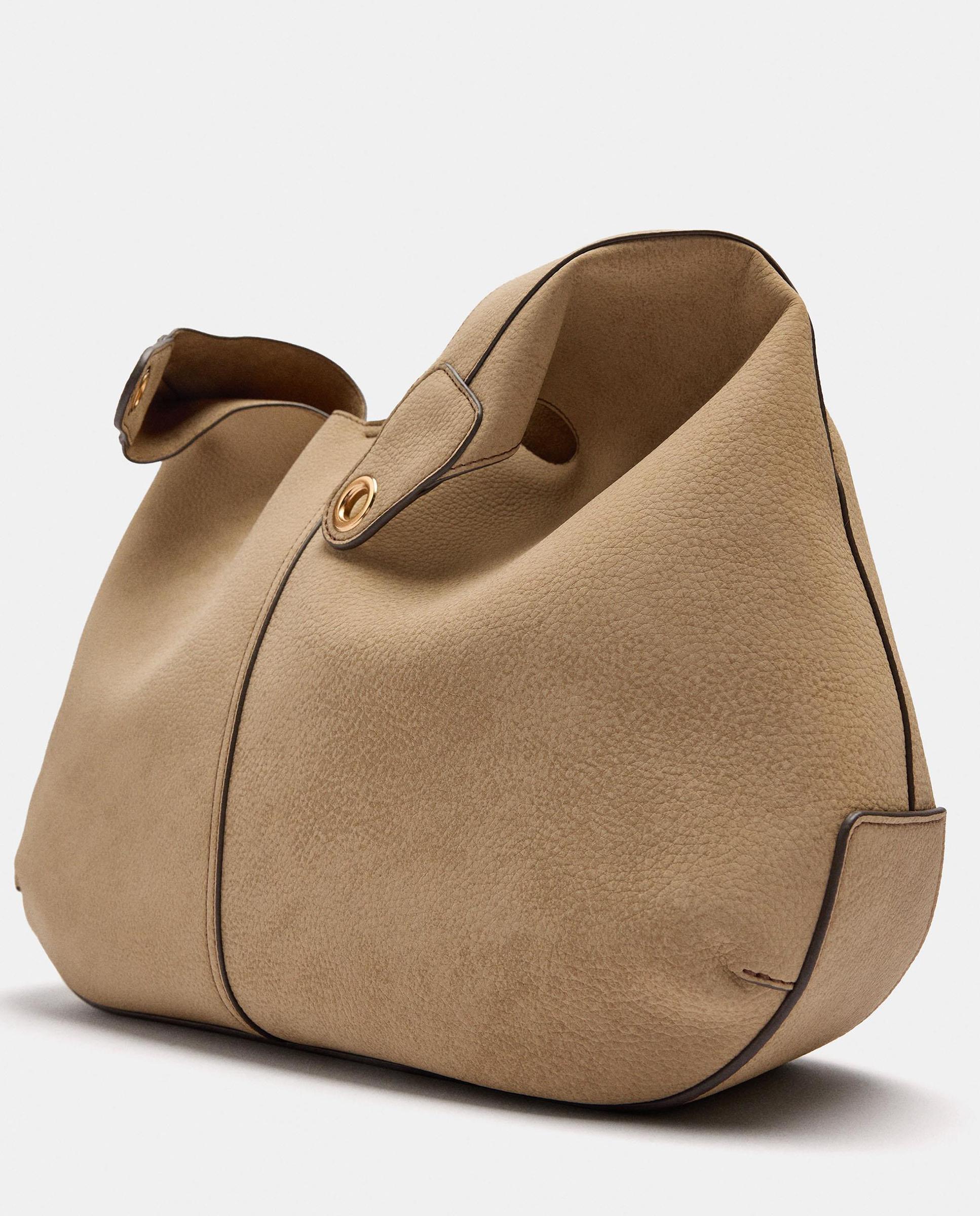Bolso de hombro grande con cierre imantado en liso - Parfois - Beige Beige-5