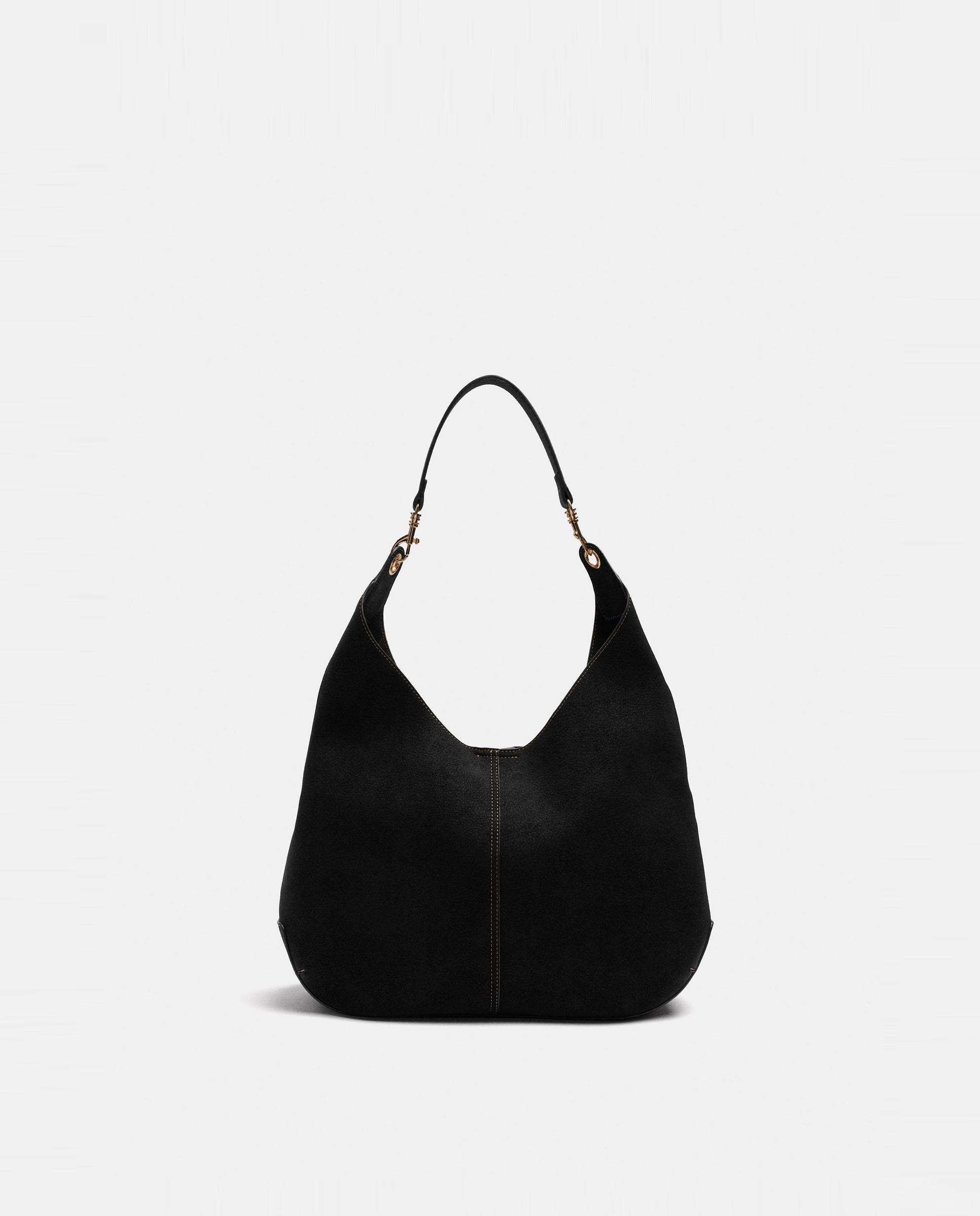 Bolso de hombro grande con cierre imantado en liso - Parfois - Negro Negro-1