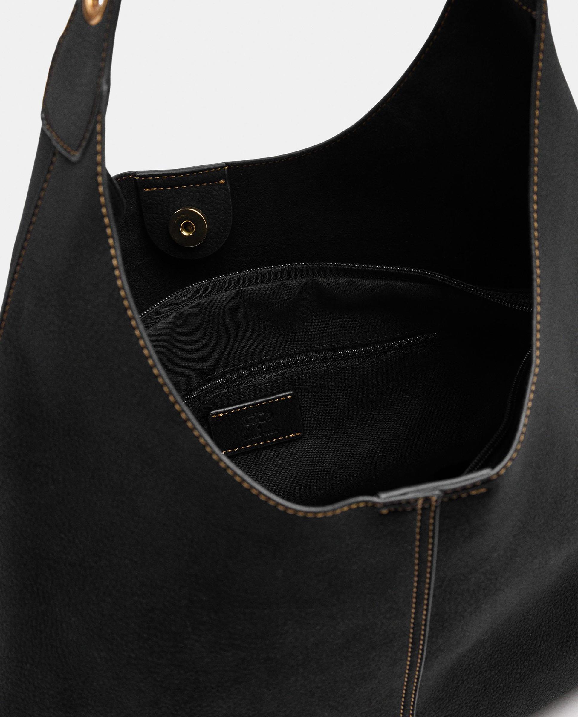 Bolso de hombro grande con cierre imantado en liso - Parfois - Negro Negro-5