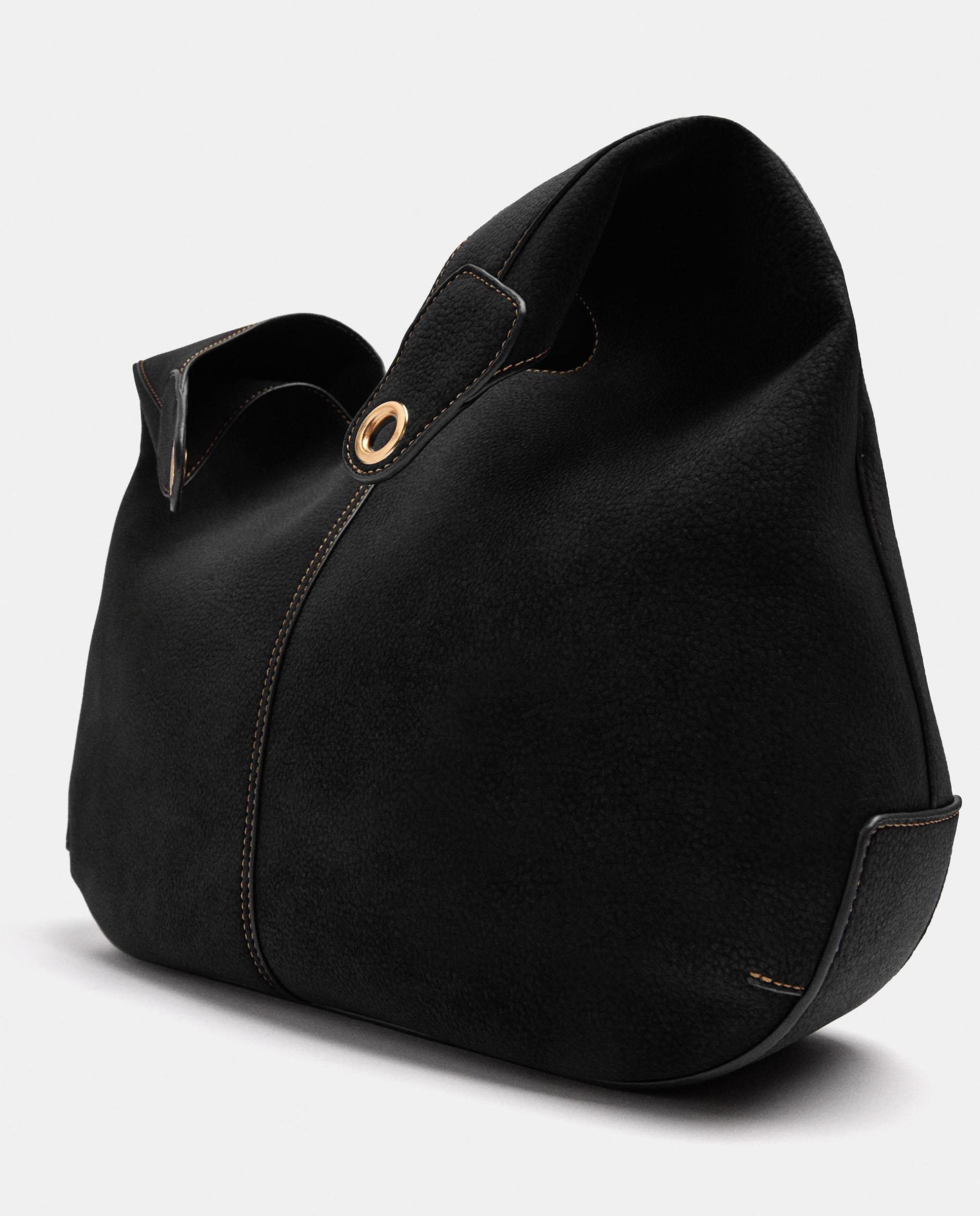 Bolso de hombro grande con cierre imantado en liso - Parfois - Negro Negro-6