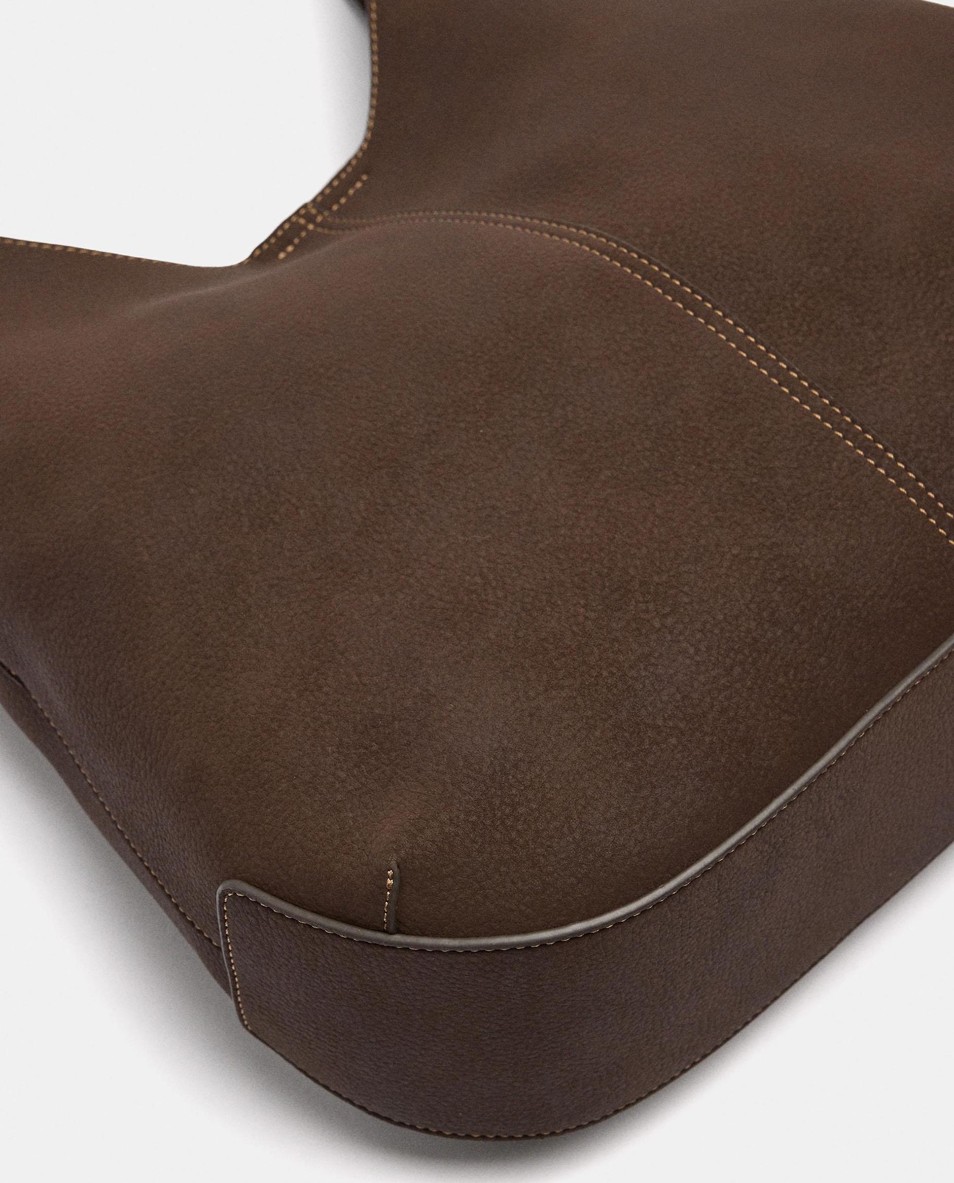 Bolso de hombro grande con cierre imantado en liso - Parfois - Marrón oscuro Marrón oscuro-3