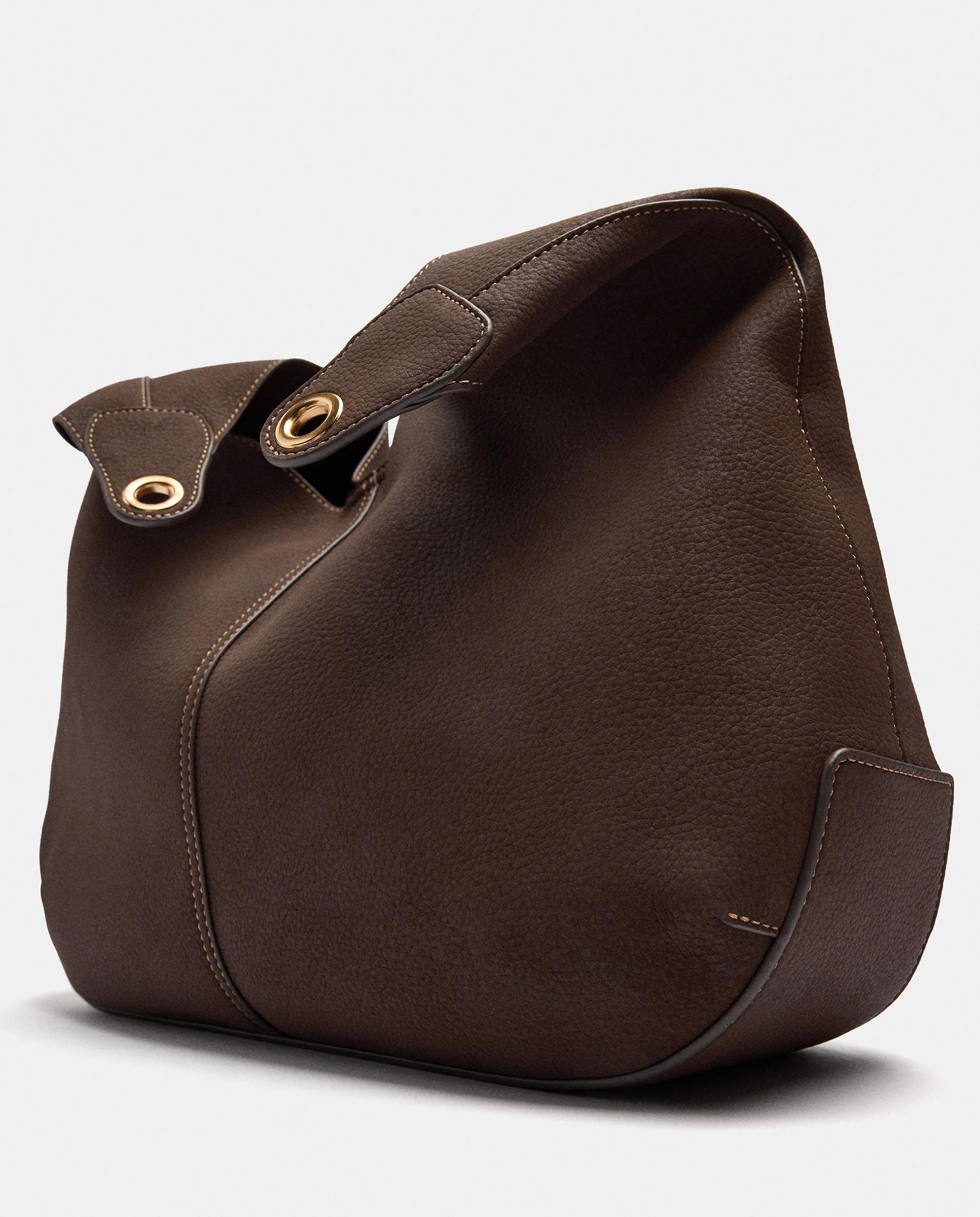 Bolso de hombro grande con cierre imantado en liso - Parfois - Marrón oscuro Marrón oscuro-5
