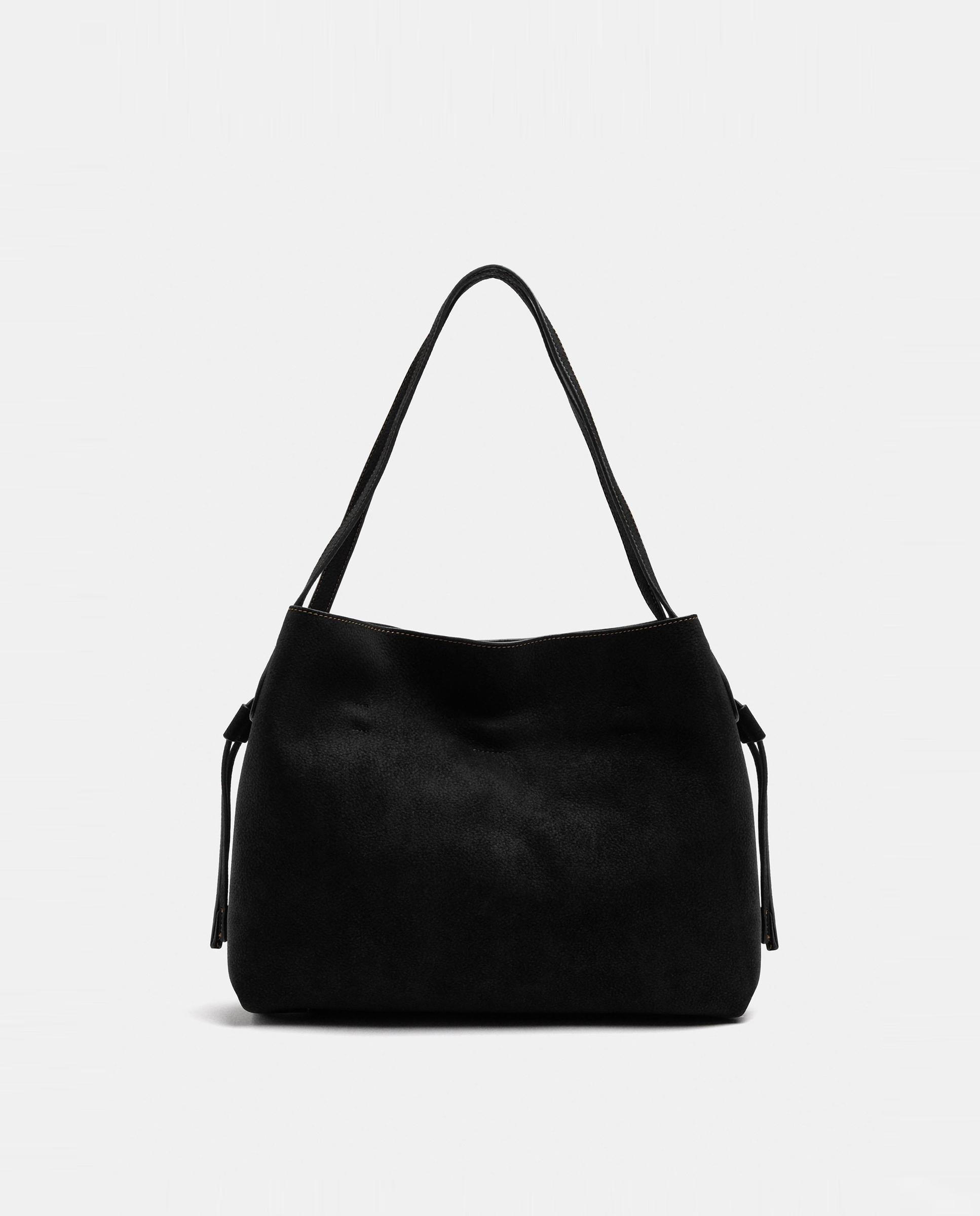 Shopper grande con cierre de cremallera en liso - Parfois - Negro Negro-1