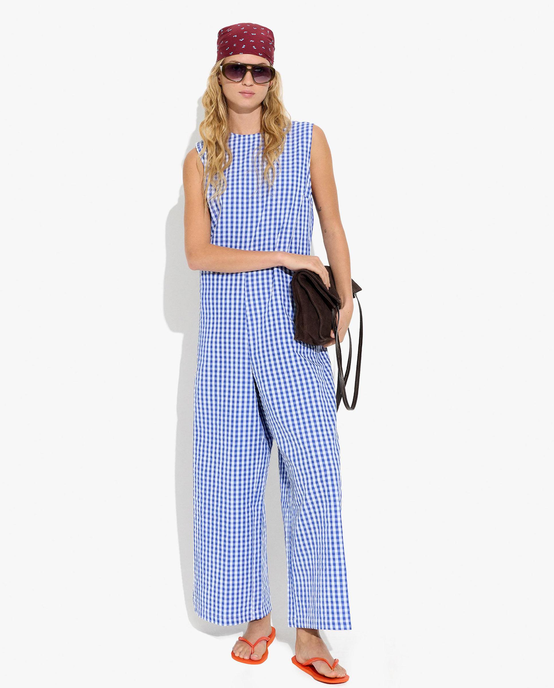 Mono largo con estampado vichy - Parfois - Azul Azul-1