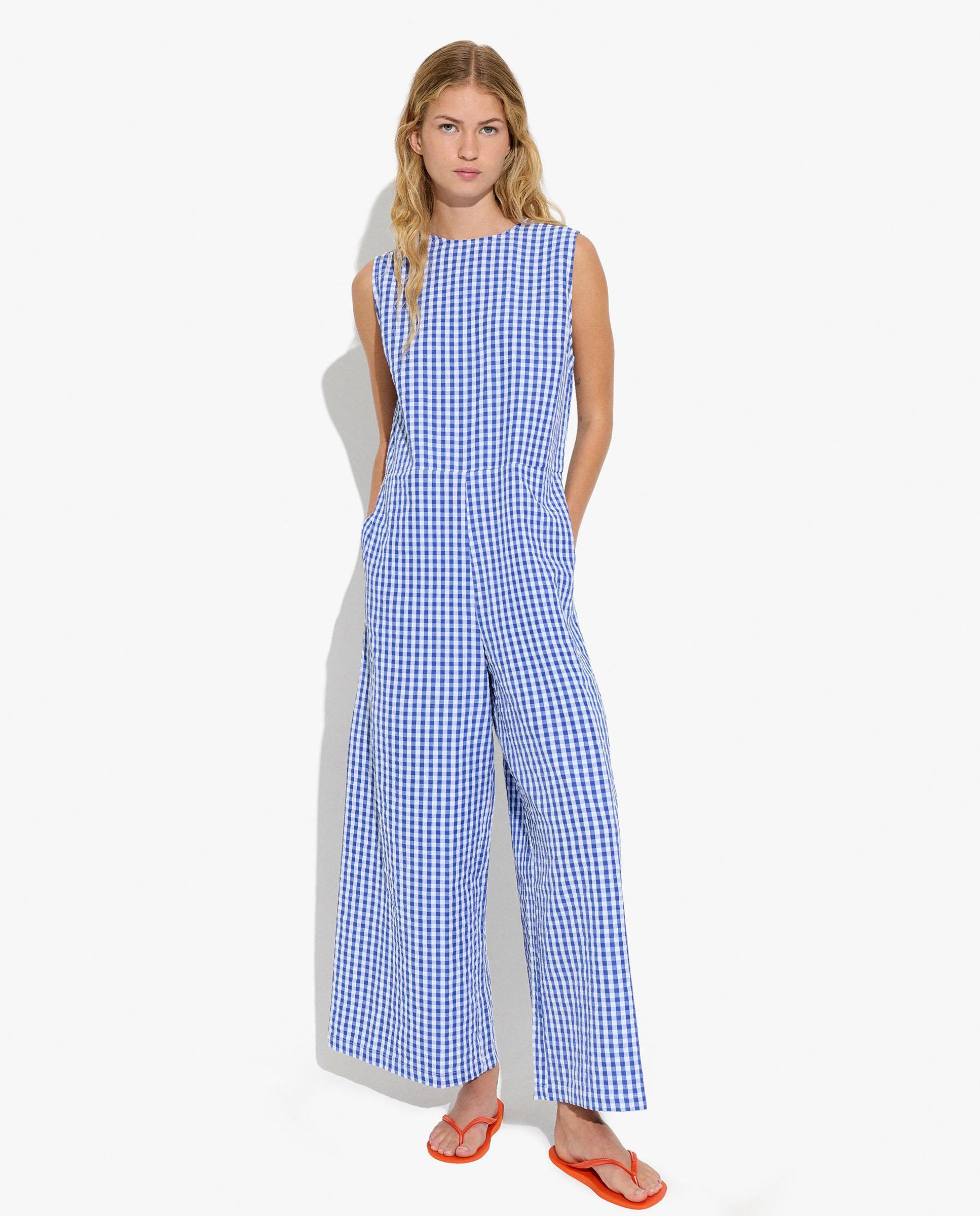 Mono largo con estampado vichy - Parfois - Azul Azul-2