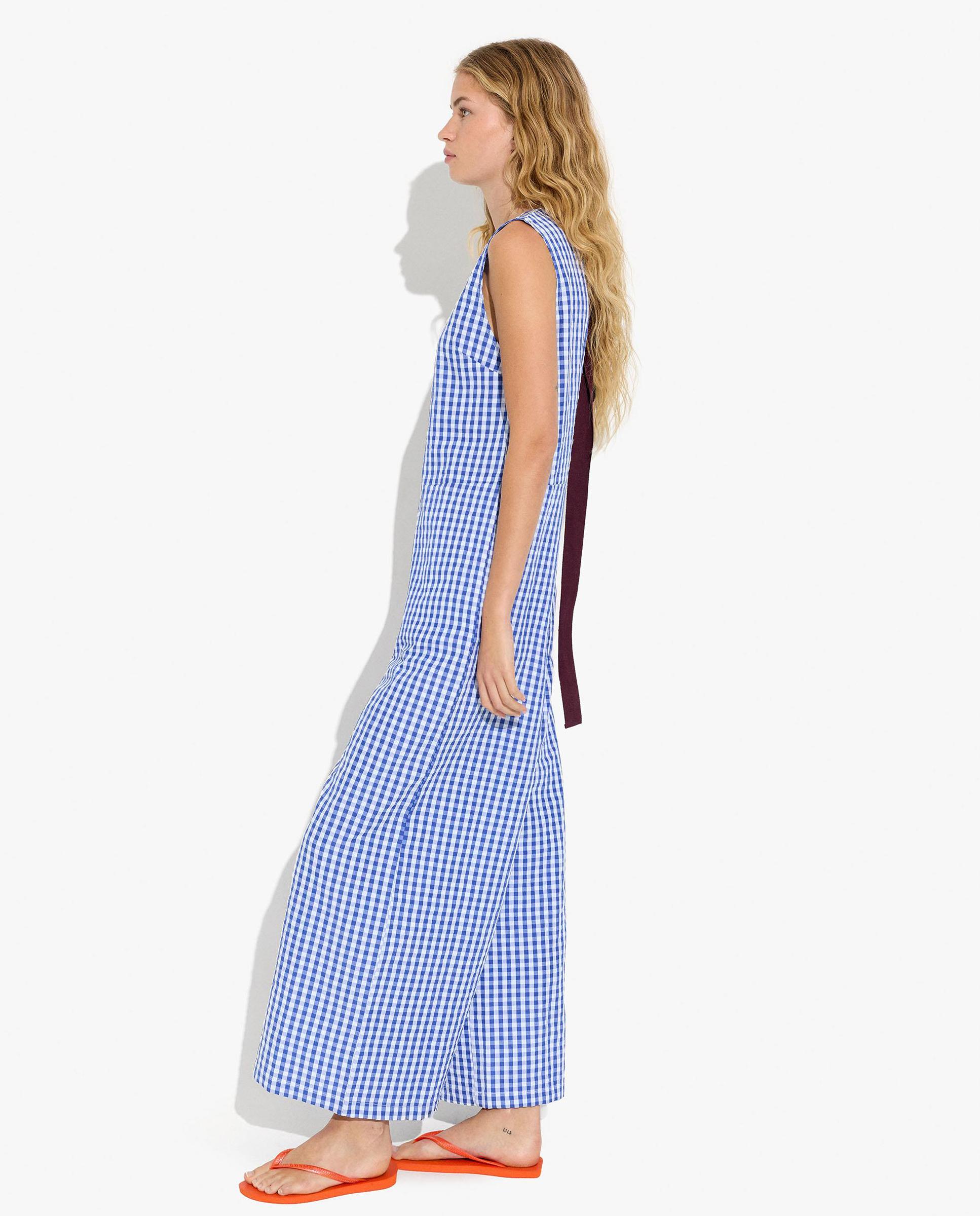 Mono largo con estampado vichy - Parfois - Azul Azul-3
