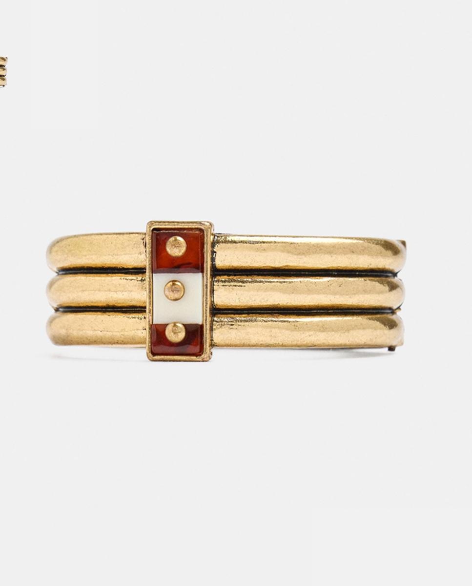 Imagen 0 de Pulsera rígida efecto triple con abalorio decorativo Multicolor