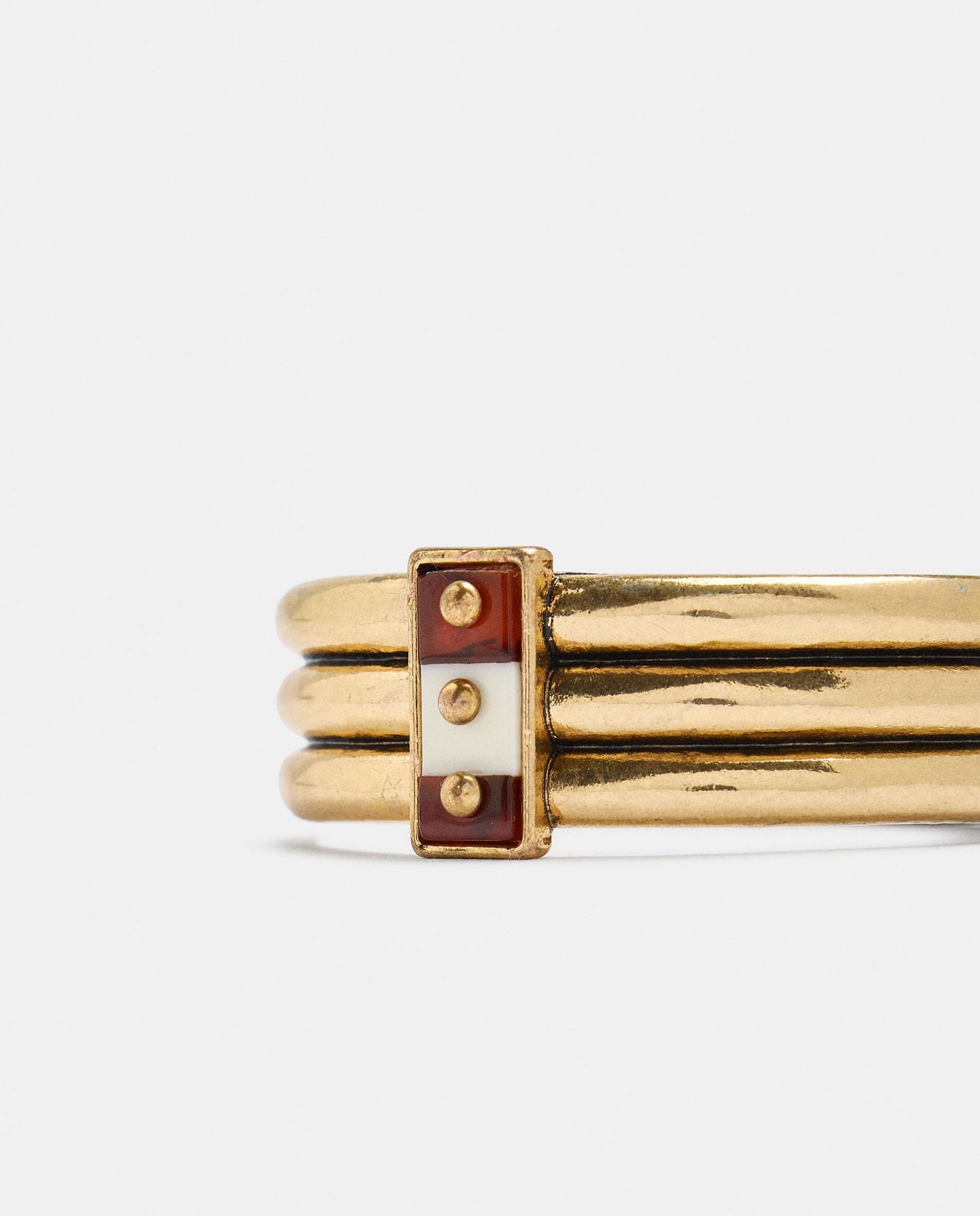 Pulsera rígida efecto triple con abalorio decorativo - Parfois - Multicolor Multicolor-2