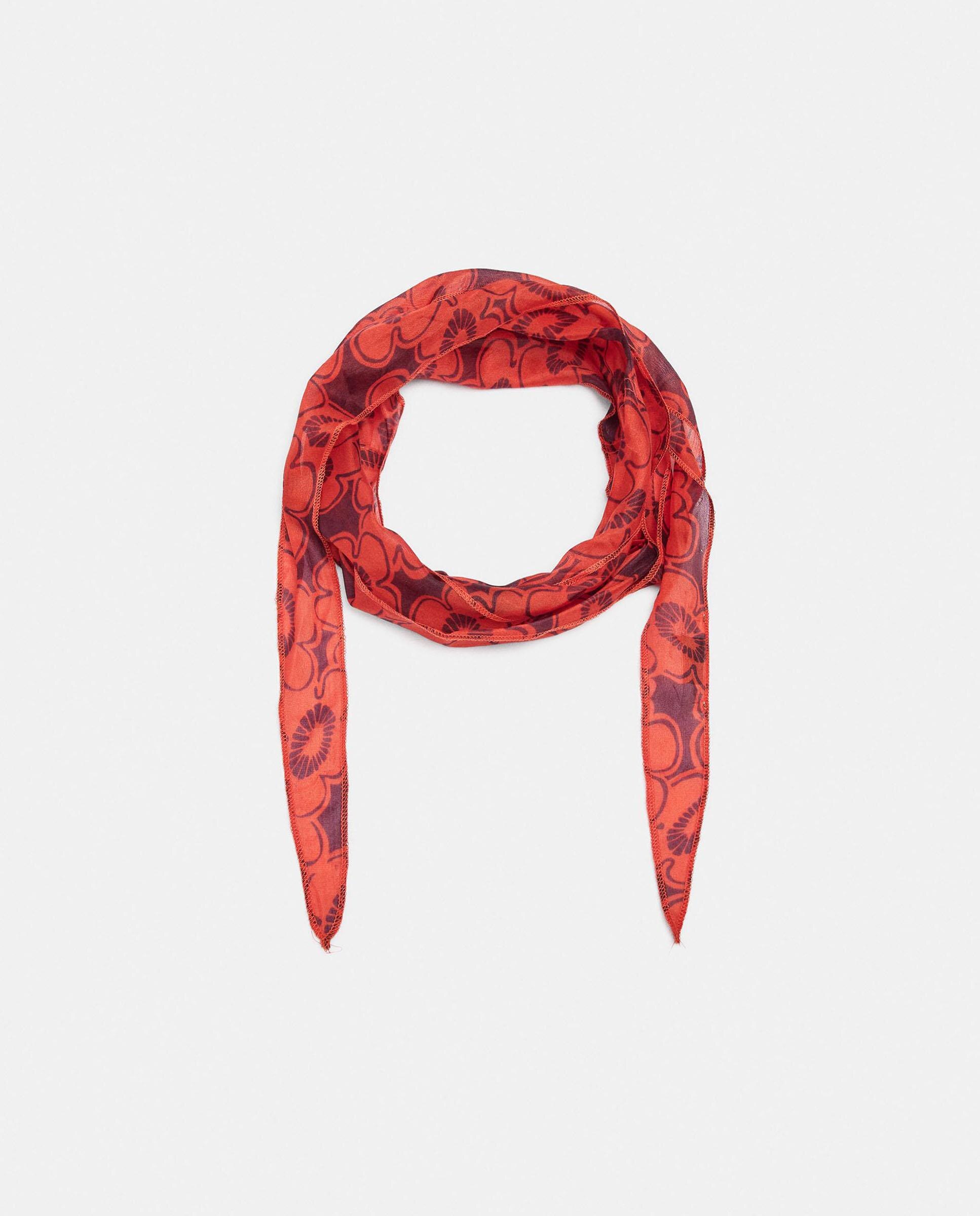 Pañuelo 100% seda con estampado floral - Parfois - Rojo Rojo-1