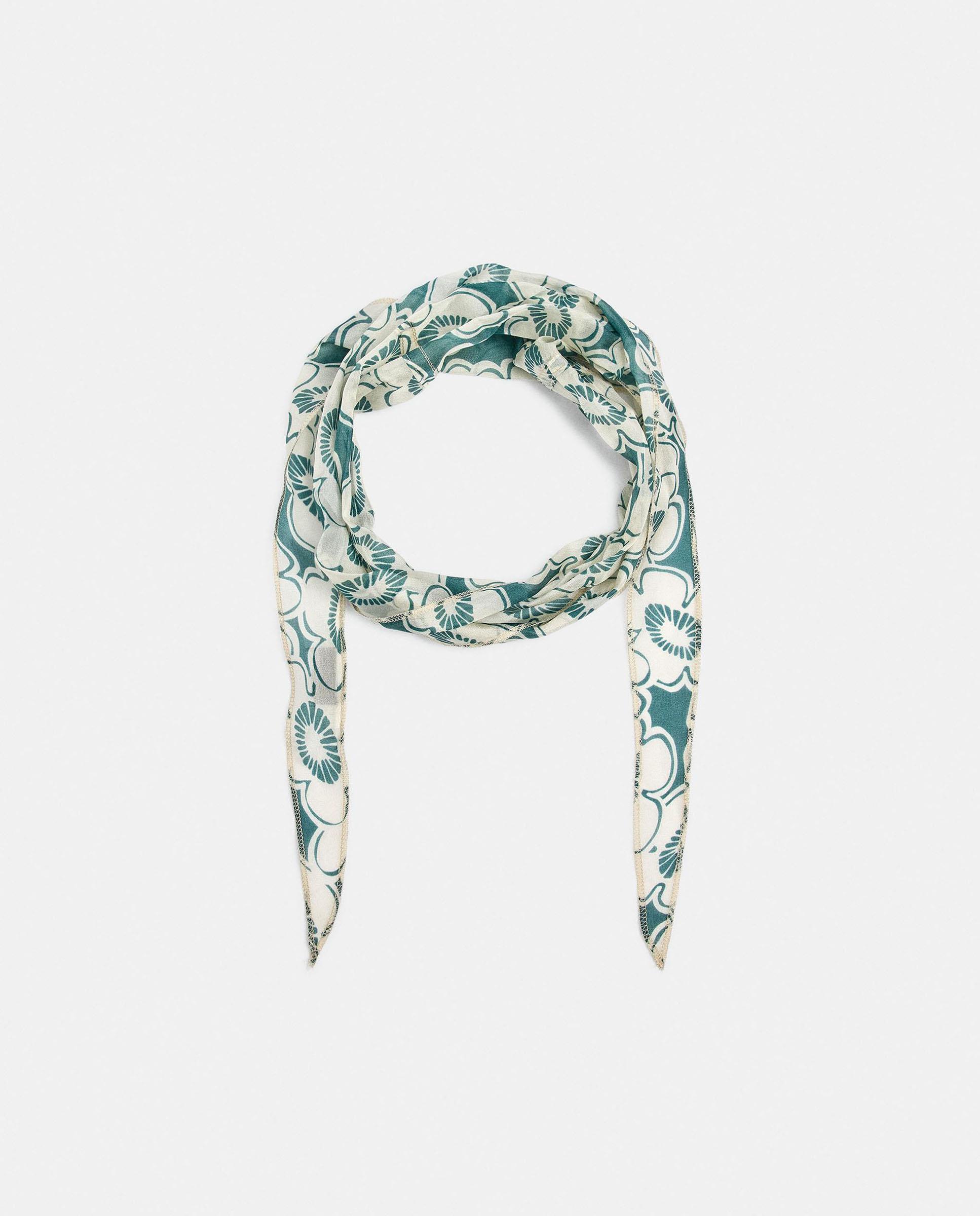Pañuelo 100% seda con estampado floral - Parfois - Verde Verde-1