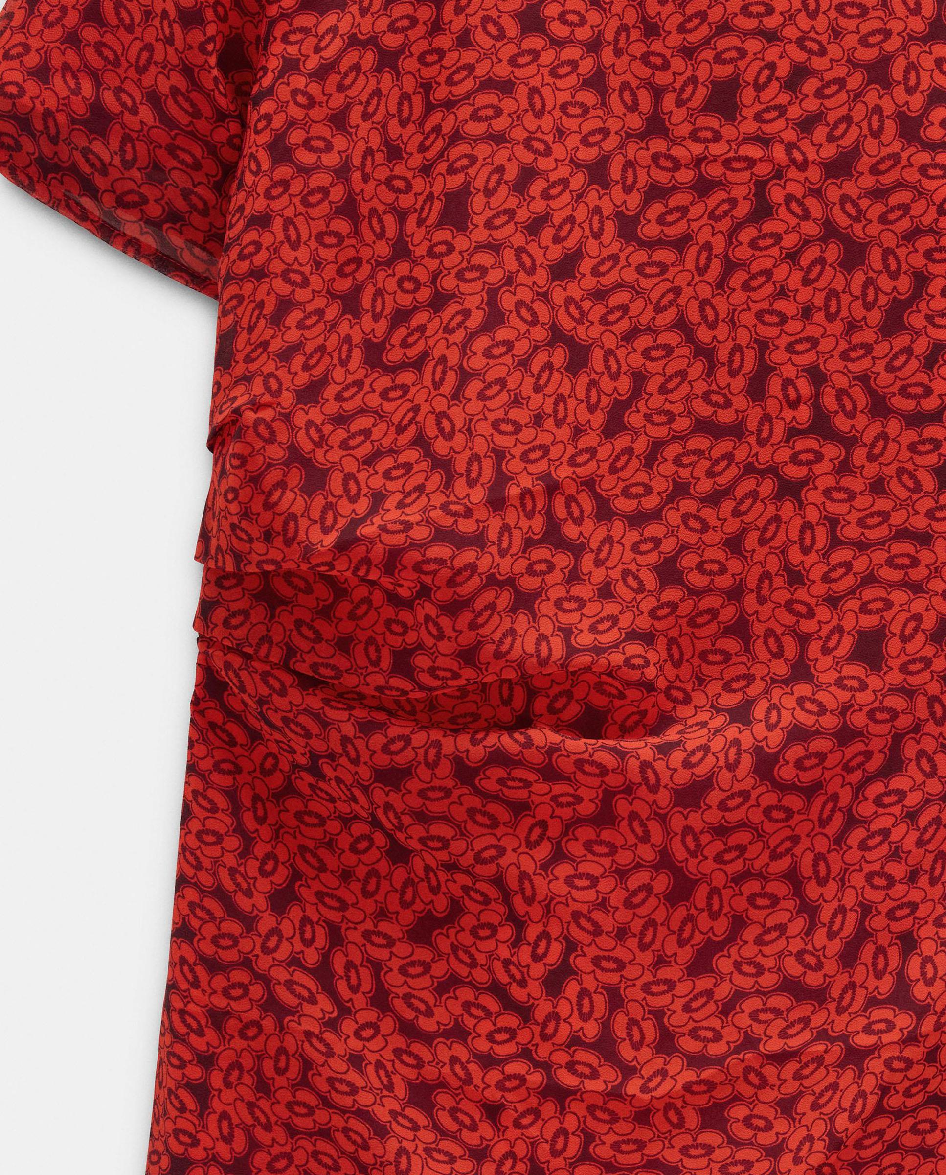 Vestido corto de manga corta con estampado floral - Parfois - Rojo Rojo-5