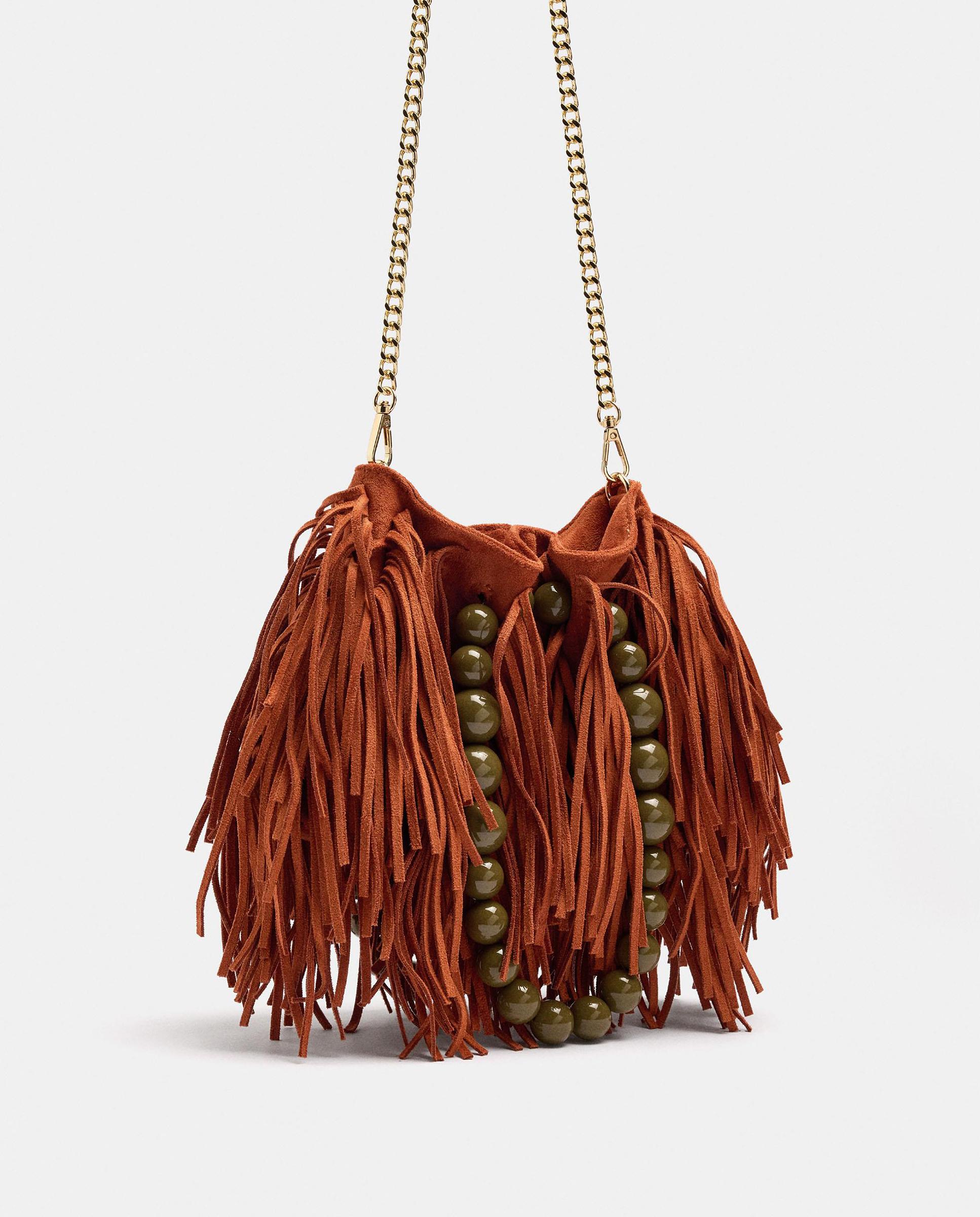 Bolso de fiesta convertible a bandolera con flecos decorativos y cierre imantado - Parfois - Naranja Naranja-2