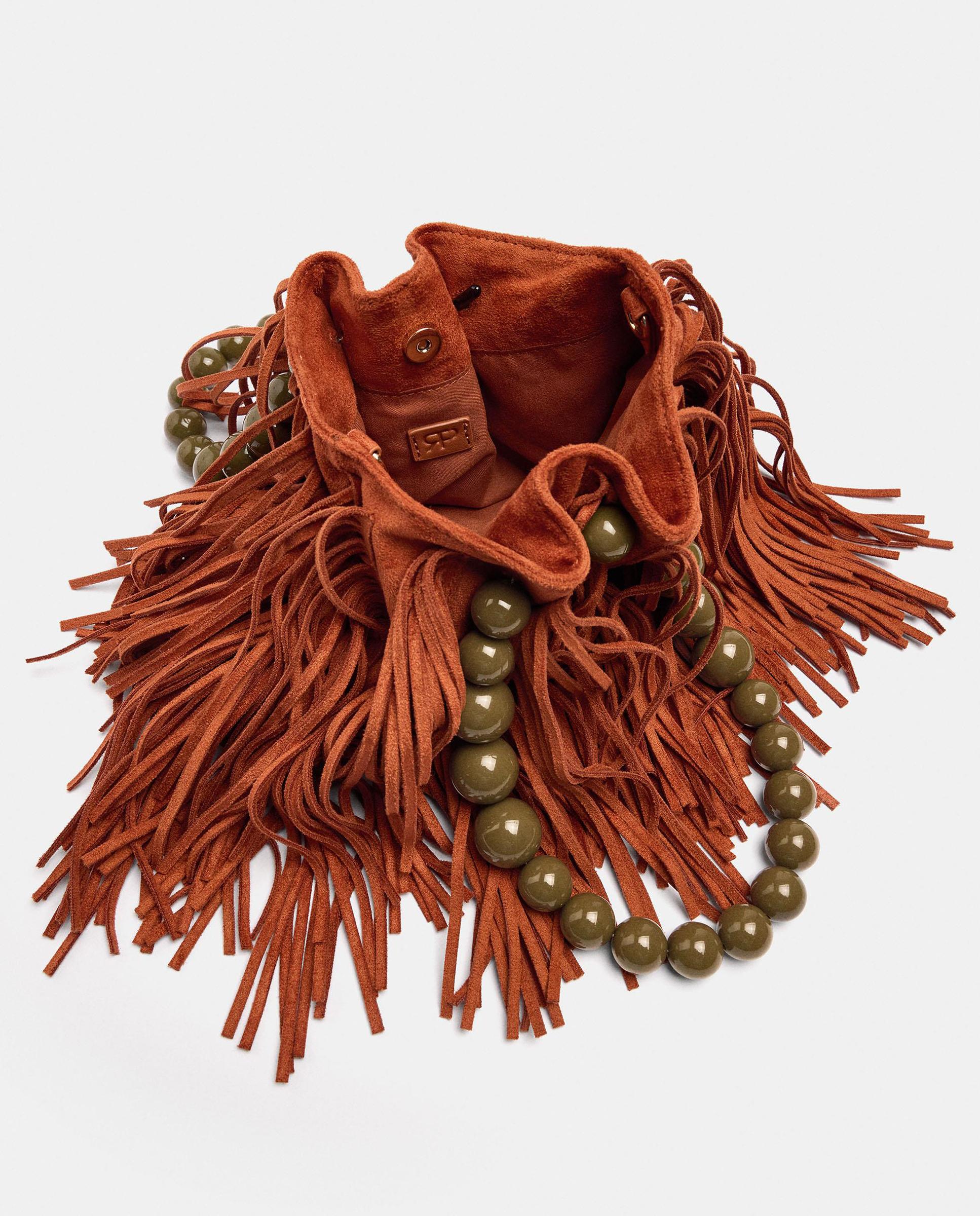 Bolso de fiesta convertible a bandolera con flecos decorativos y cierre imantado - Parfois - Naranja Naranja-4