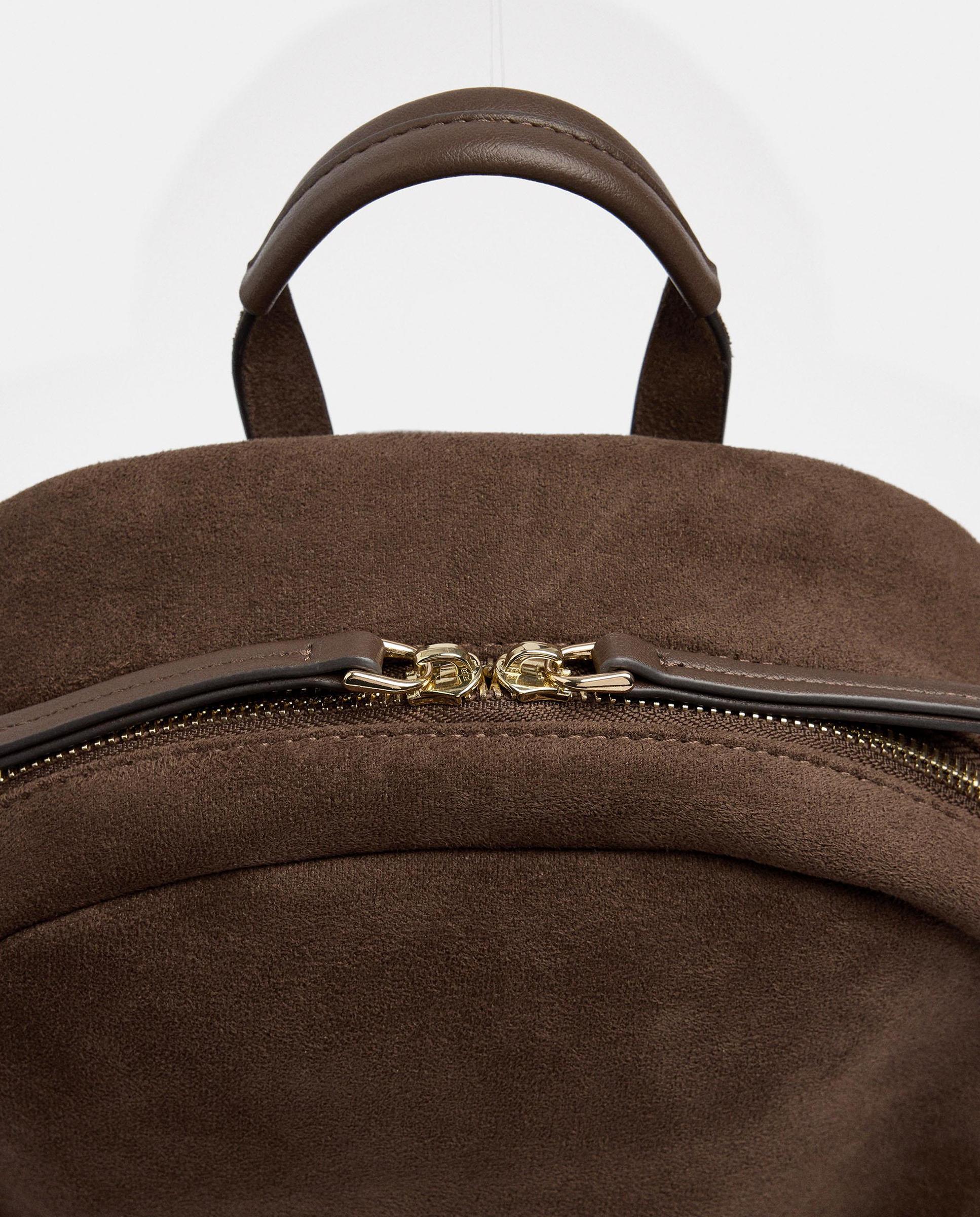 Mochila de mujer con varios compartimentos y cierre de cremallera en liso - Parfois - Marrón Marrón-3