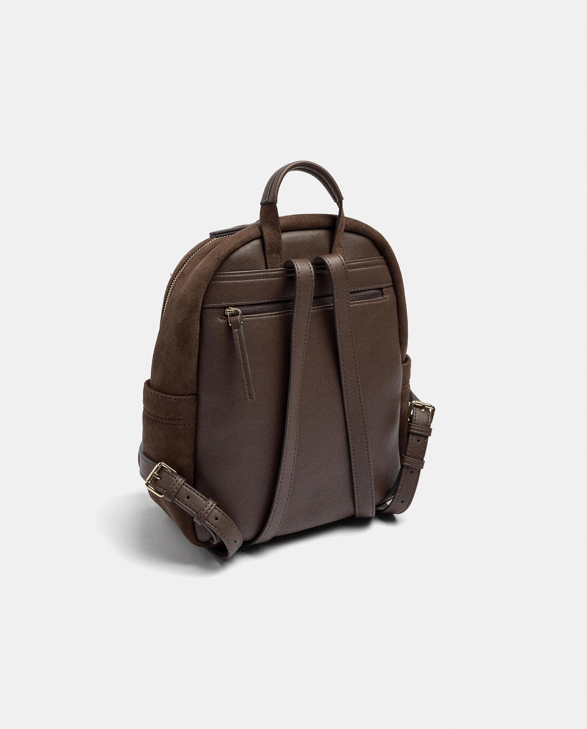 Mochila de mujer con varios compartimentos y cierre de cremallera en liso - Parfois - Marrón Marrón-2
