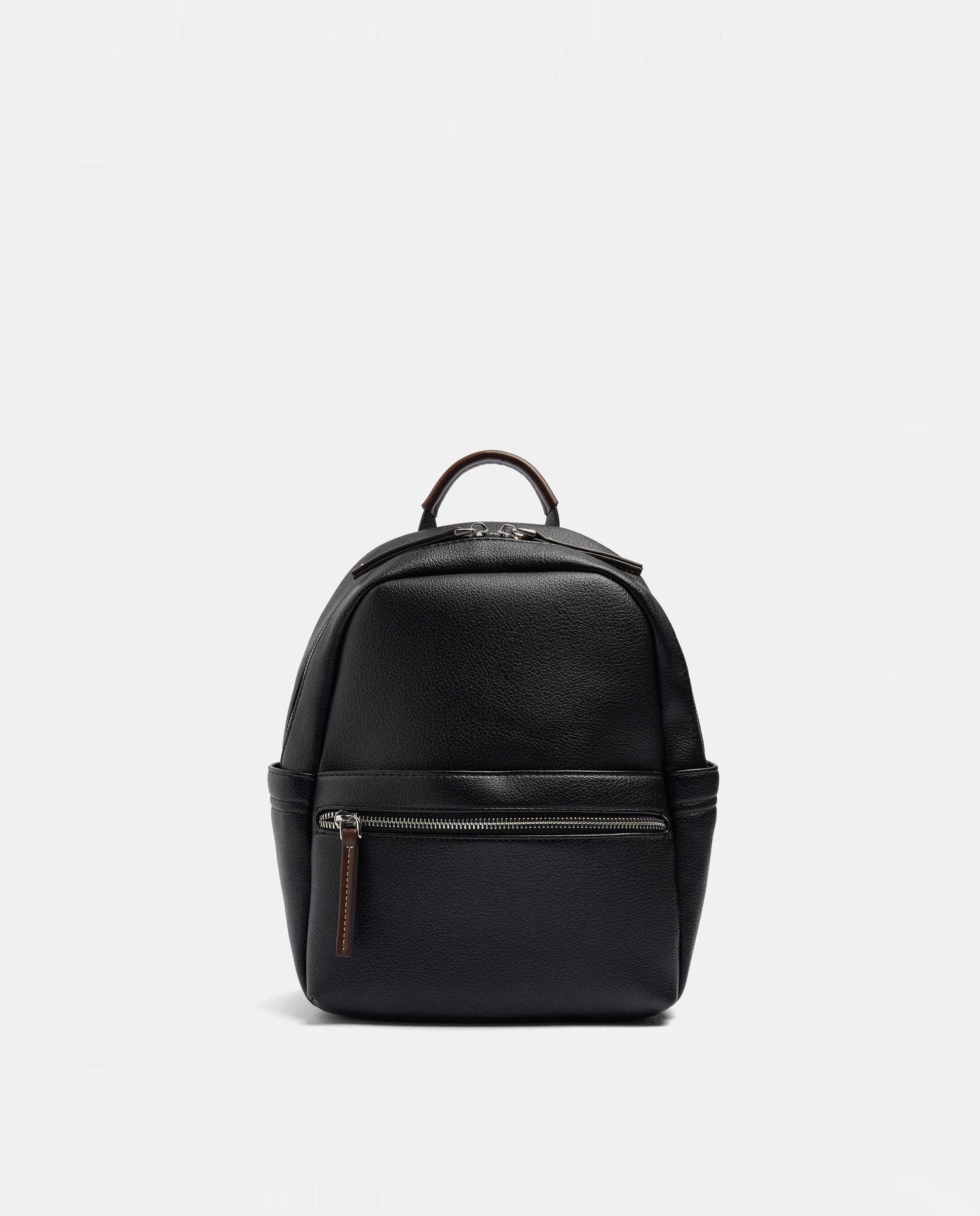 Mochila de mujer con cierre de cremallera y llavero extraíble en liso - Parfois - Negro Negro-1