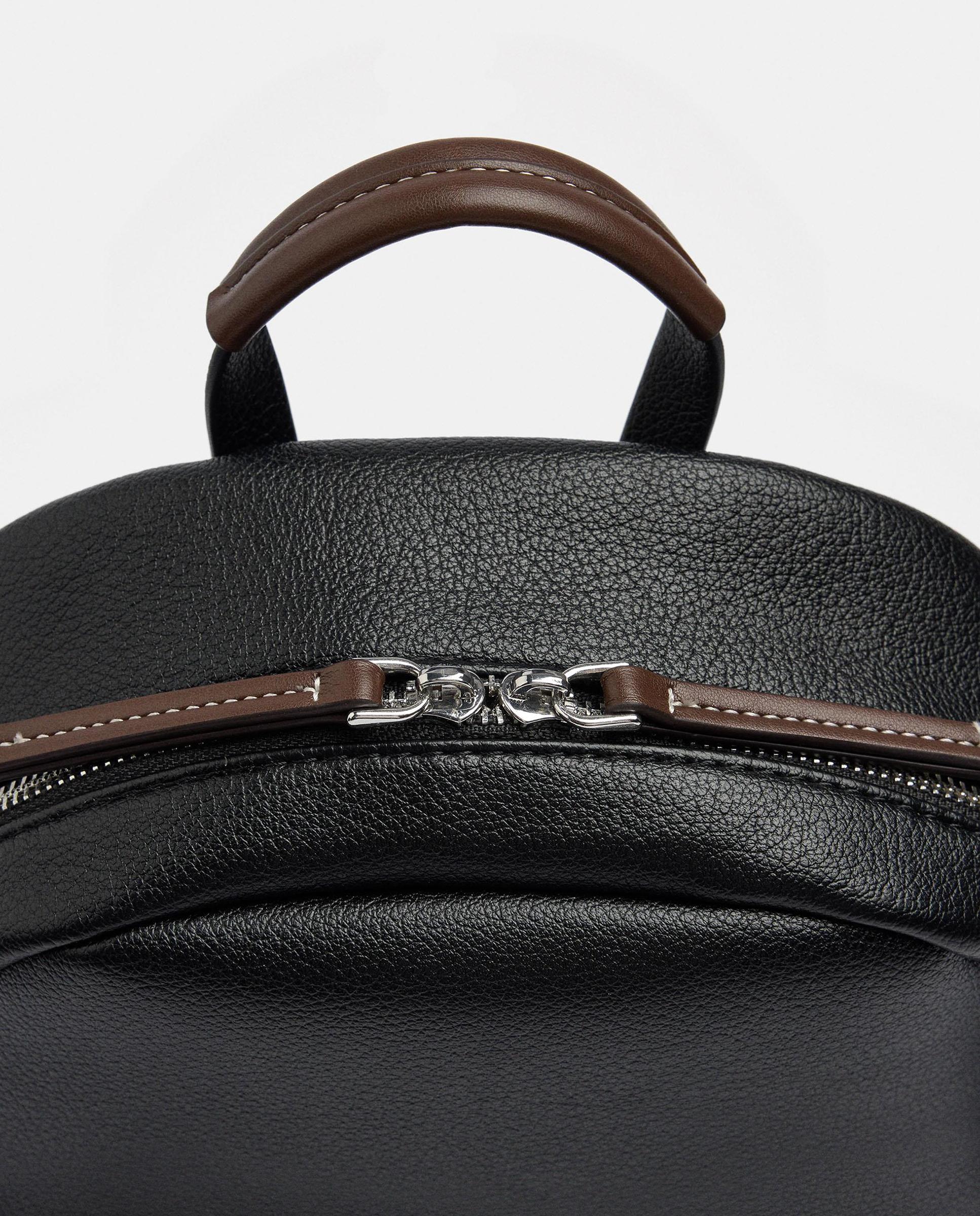 Mochila de mujer con cierre de cremallera y llavero extraíble en liso - Parfois - Negro Negro-3