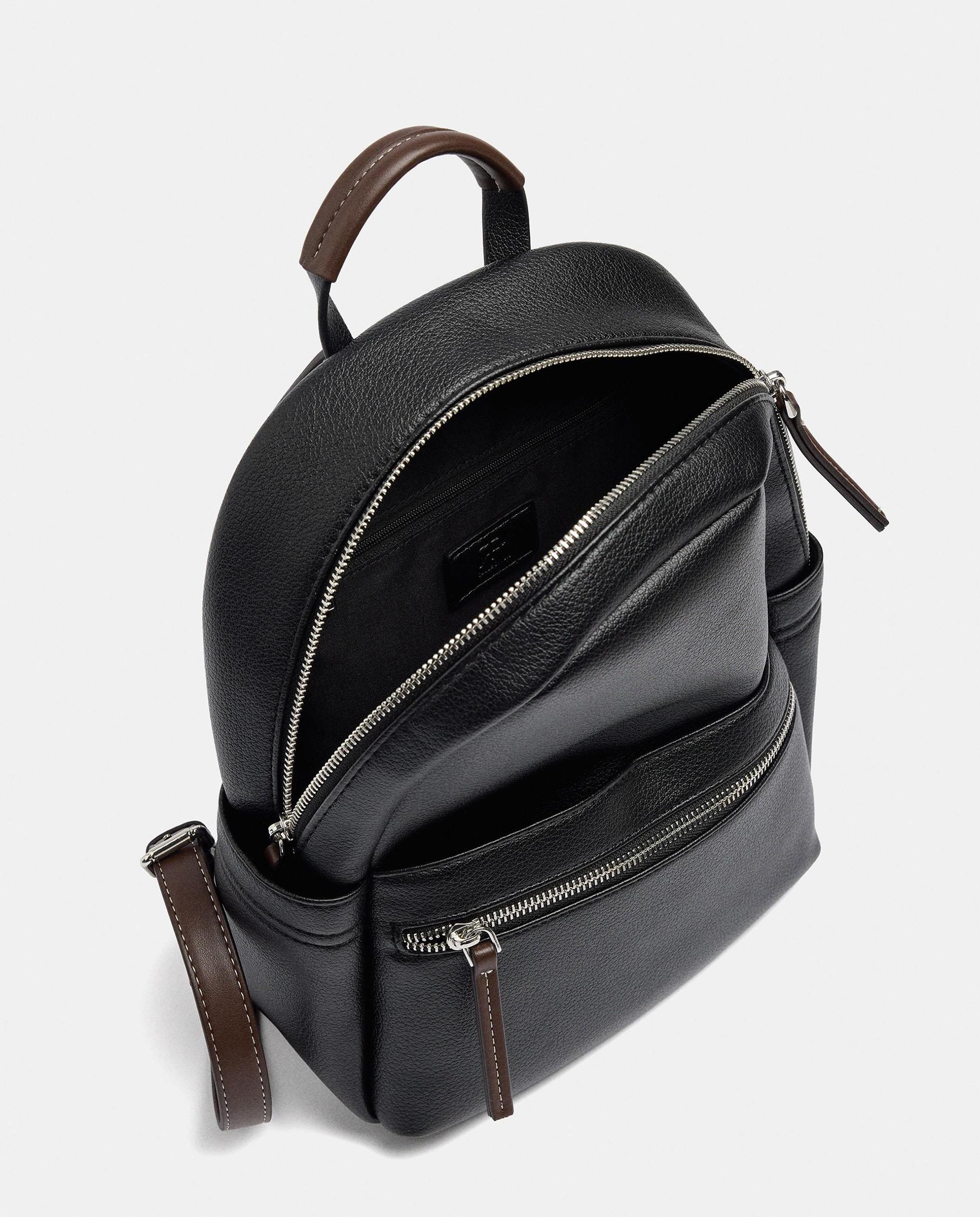 Mochila de mujer con cierre de cremallera y llavero extraíble en liso - Parfois - Negro Negro-4