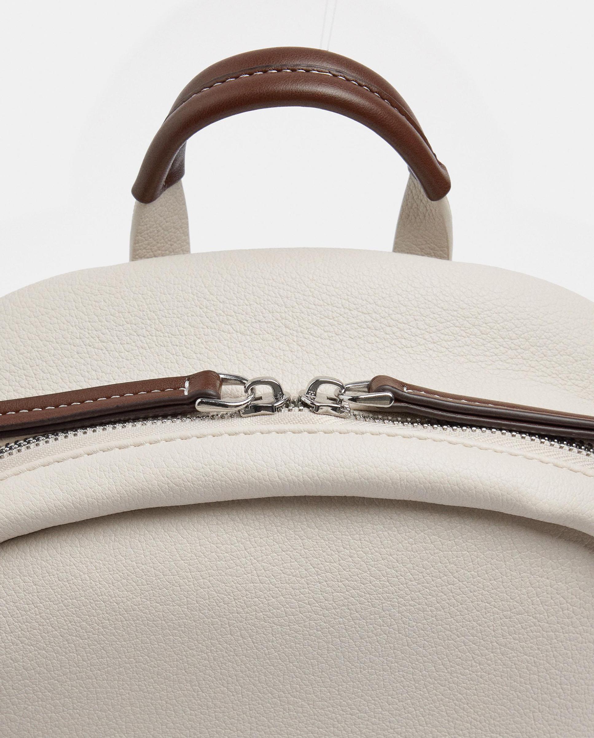 Mochila de mujer con cierre de cremallera y llavero extraíble en liso - Parfois - Crudo Crudo-3