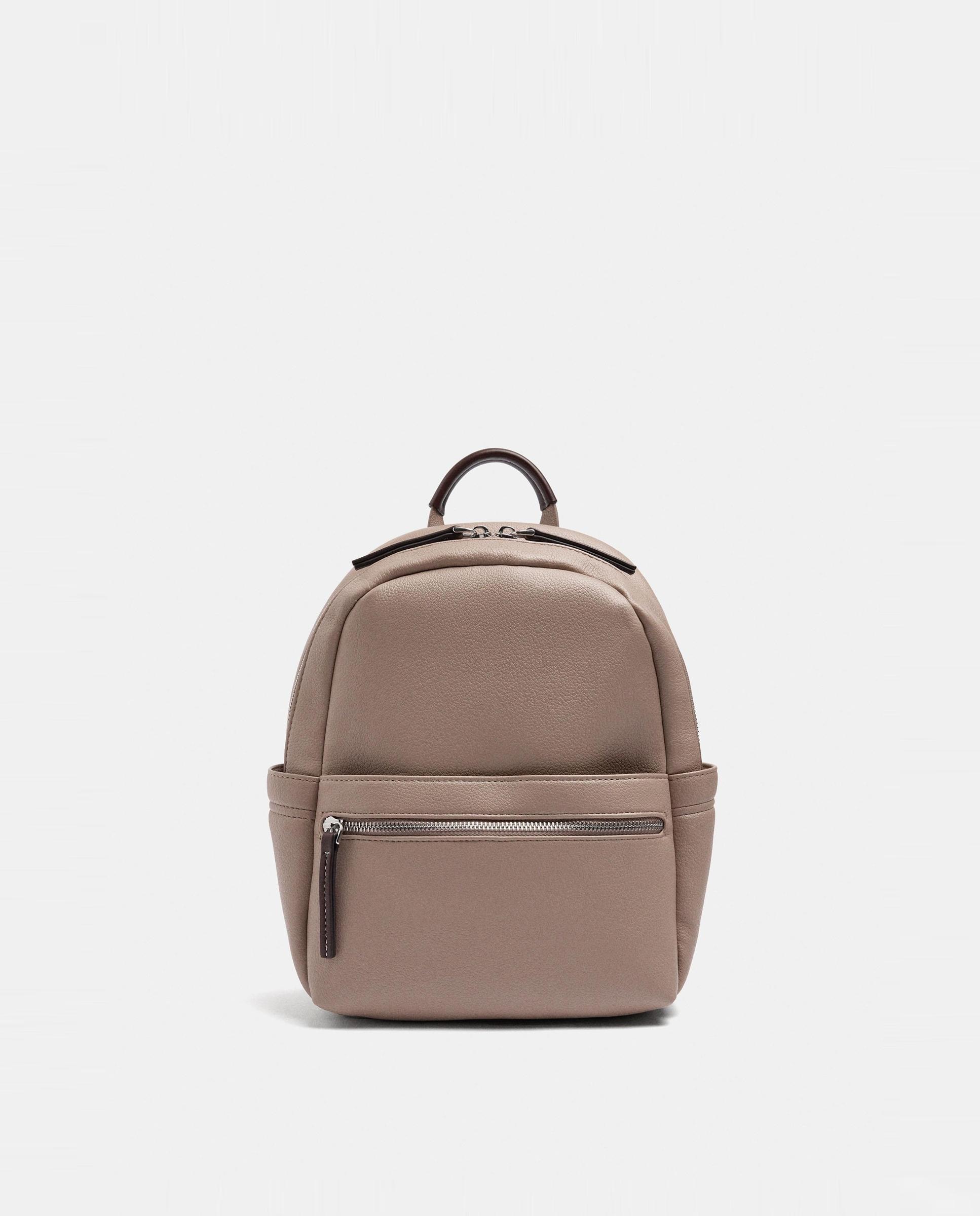 Mochila de mujer con cierre de cremallera y llavero extraíble en liso - Parfois - Topo Topo-1
