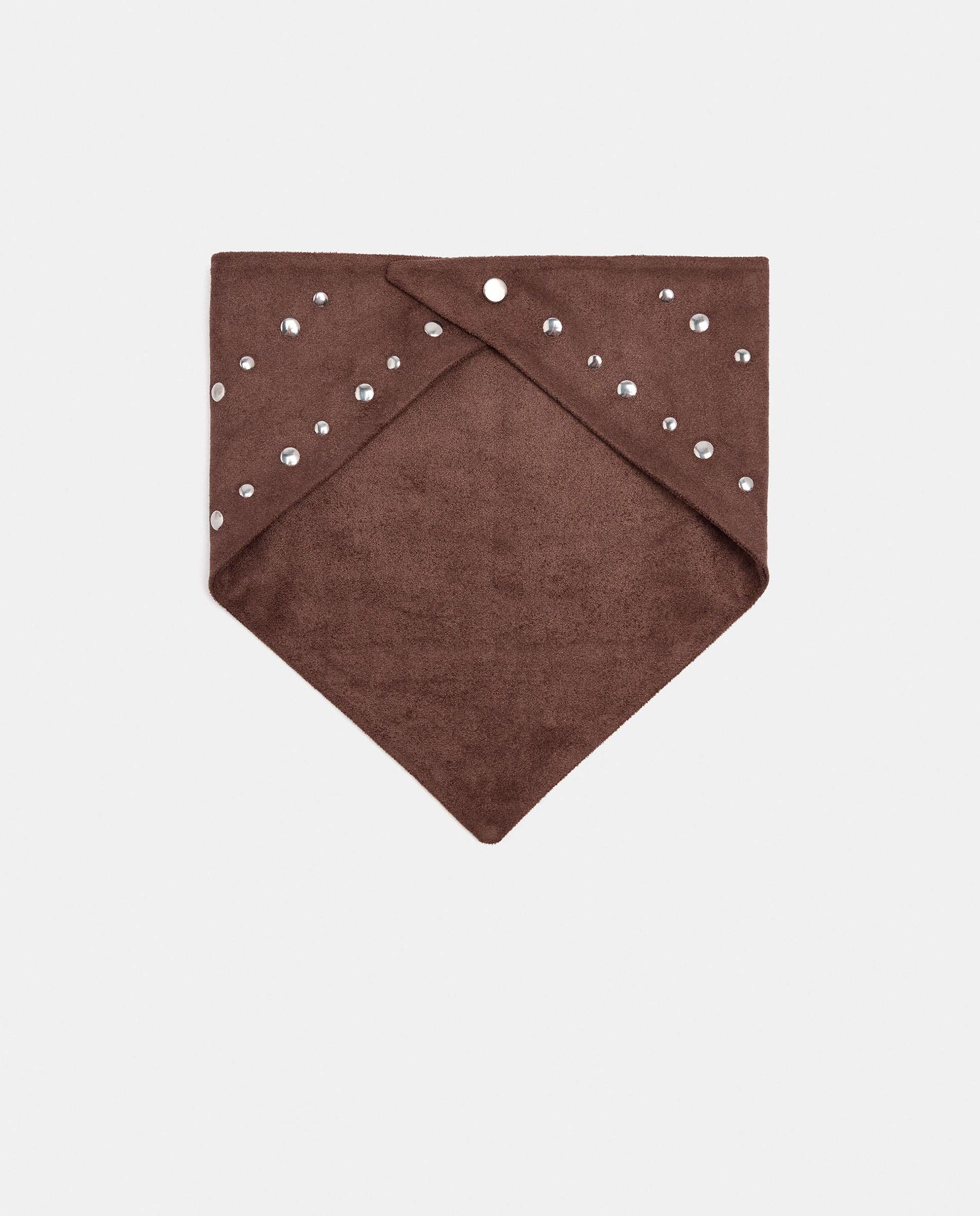 Pañuelo para el pelo de piel con tachuelas decorativas - Parfois - Marrón oscuro Marrón oscuro-2