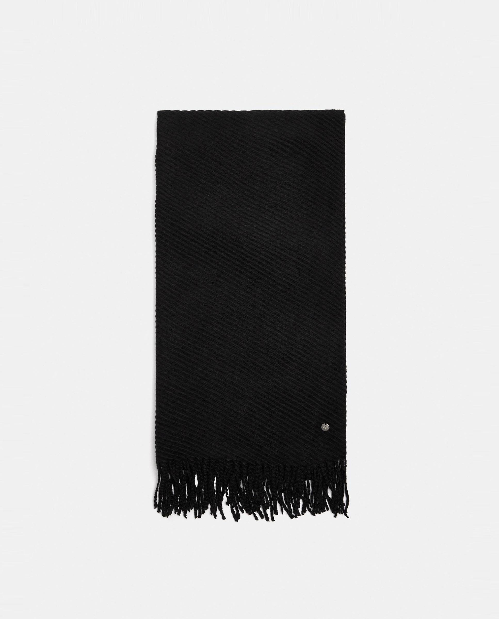 Bufanda 100% lana con pespuntes en liso - Parfois - Negro Negro-1