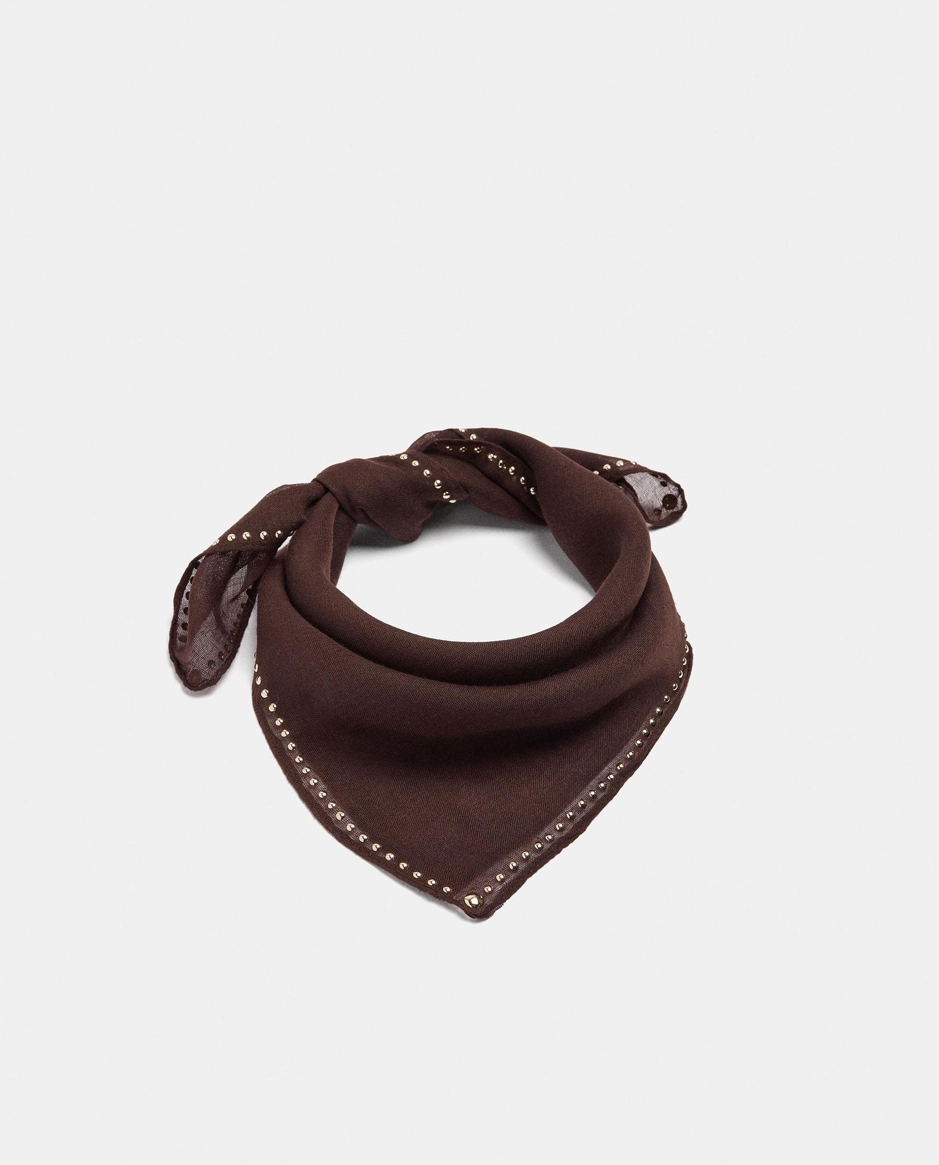 Pañuelo para el pelo con detalles metalizados en liso - Parfois - Marrón oscuro Marrón oscuro-2