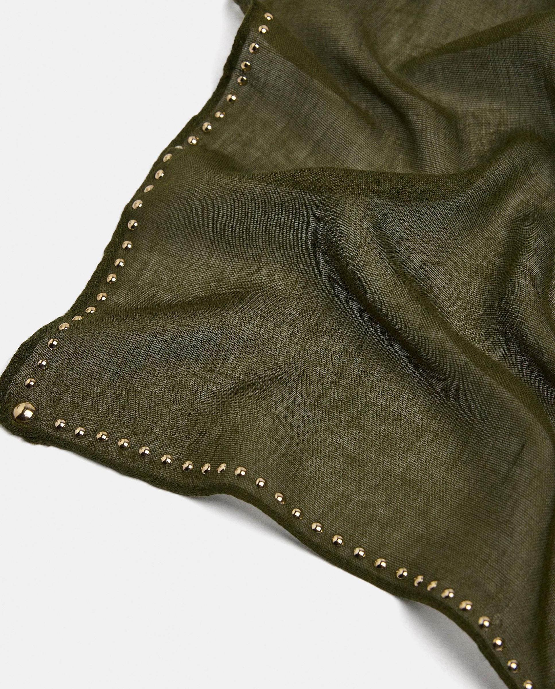 Pañuelo para el pelo cuadrado con minitachuelas - Parfois - Verde Verde-3