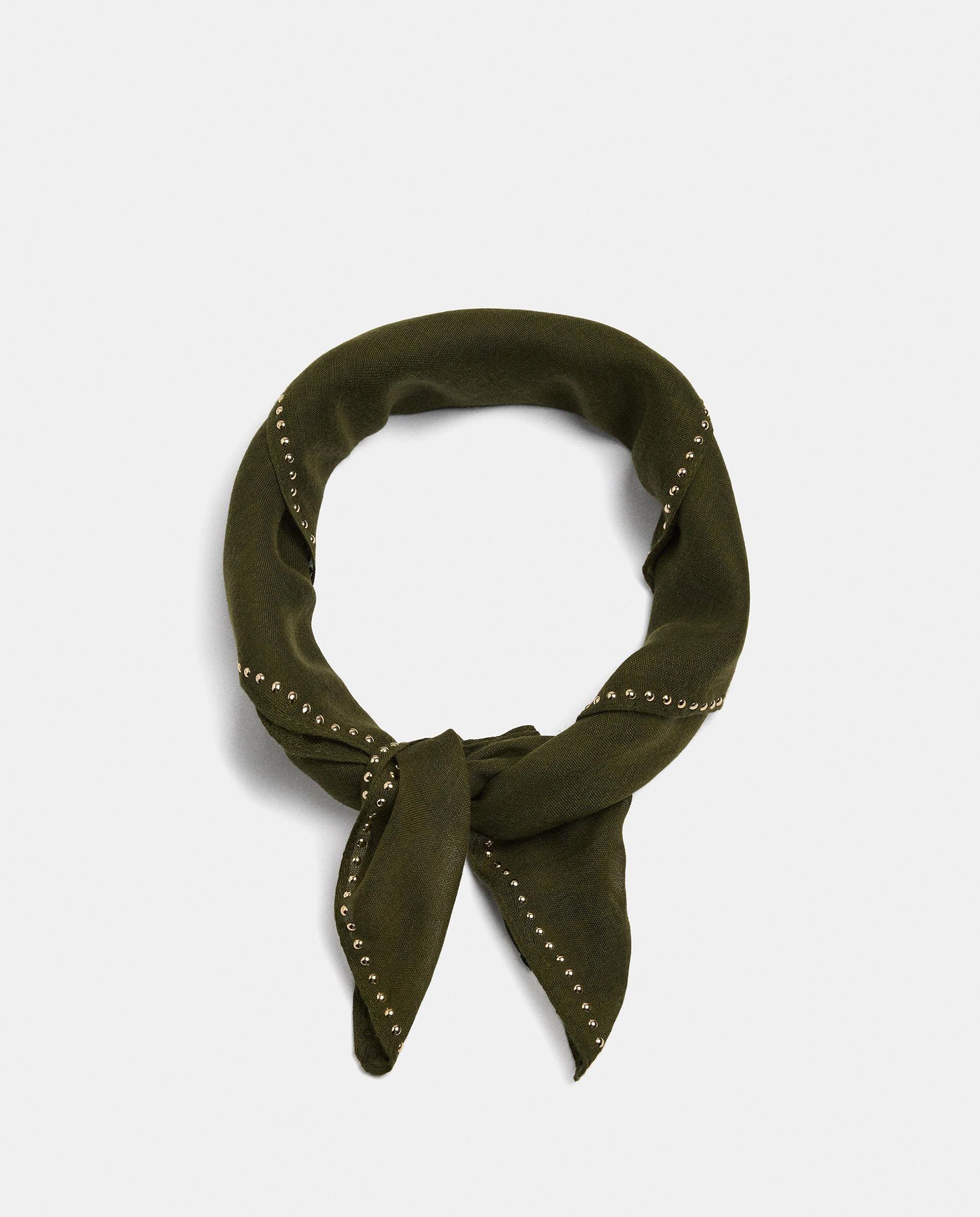 Pañuelo para el pelo cuadrado con minitachuelas - Parfois - Verde Verde-2