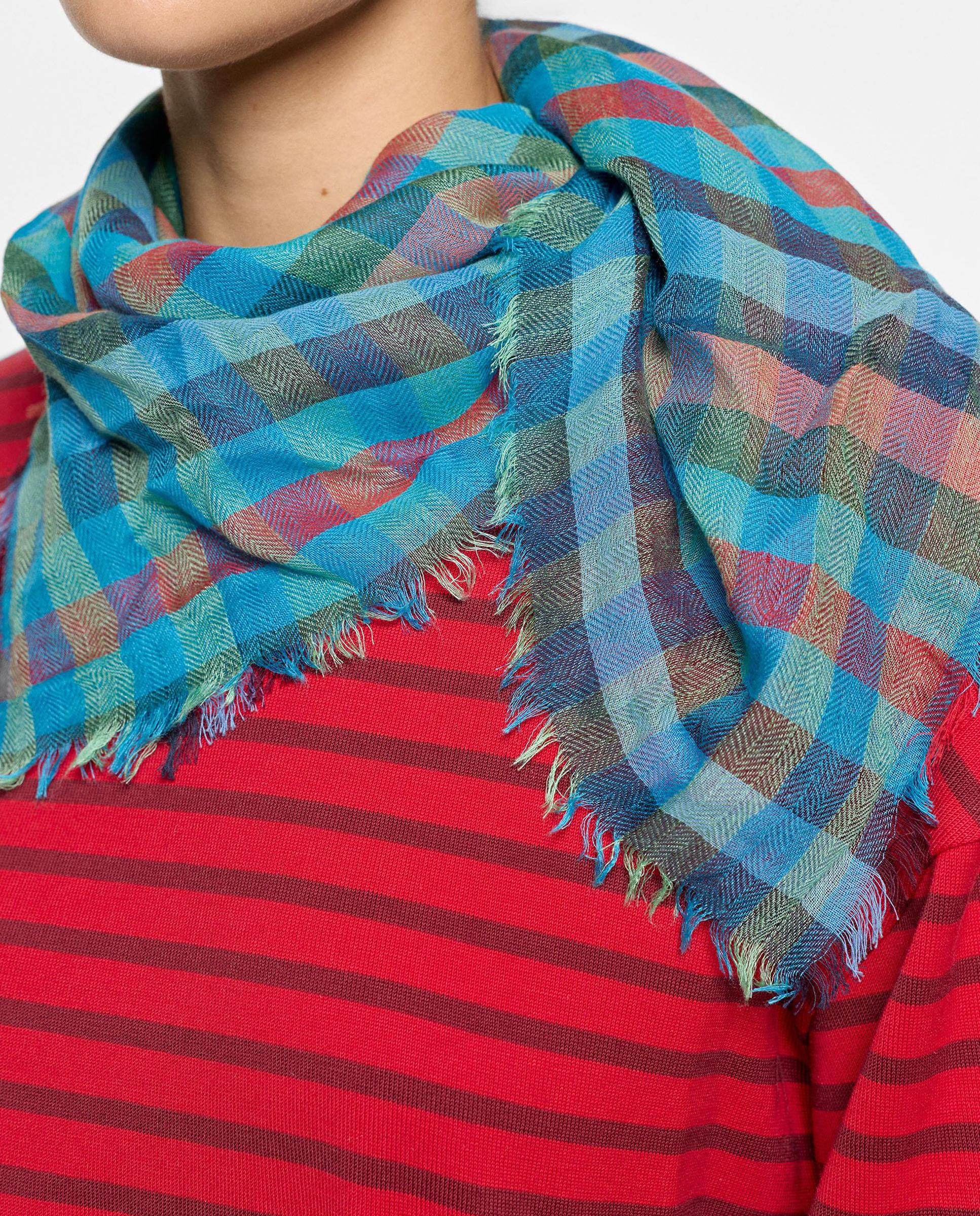 Pañuelo con pespuntes y estampado vichy - Parfois - Azul Azul-2